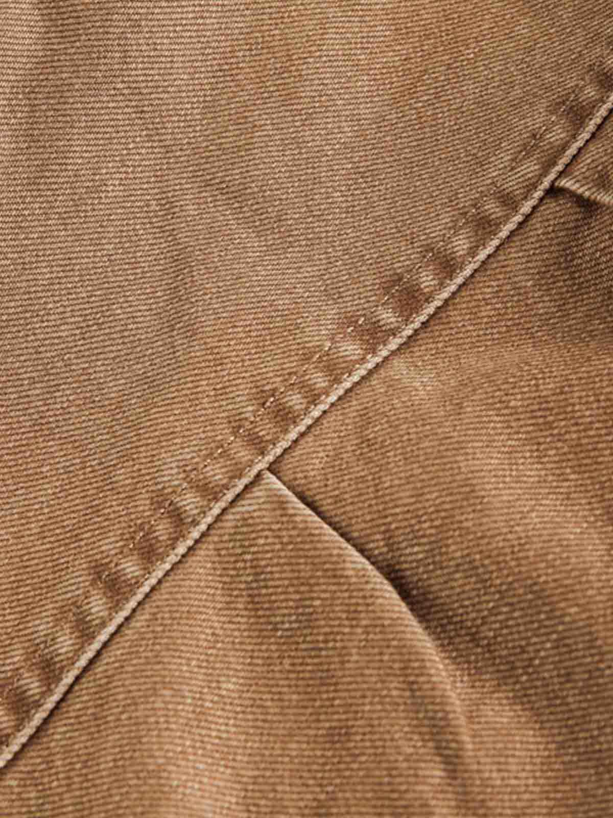Leather Contrast Fold-Over Collar Multi Pocket Jacket