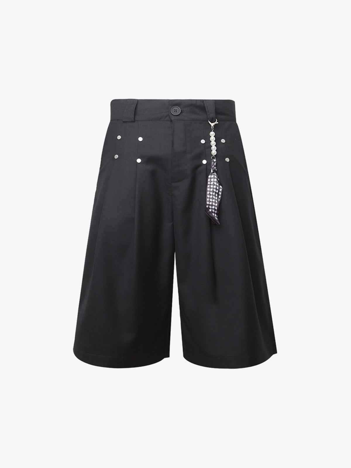 Pleated Design Pendant Decoration Baggy Shorts - 2482
