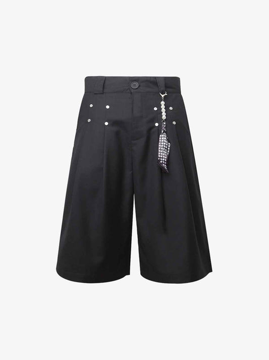 Pleated Design Pendant Decoration Baggy Shorts - 2482