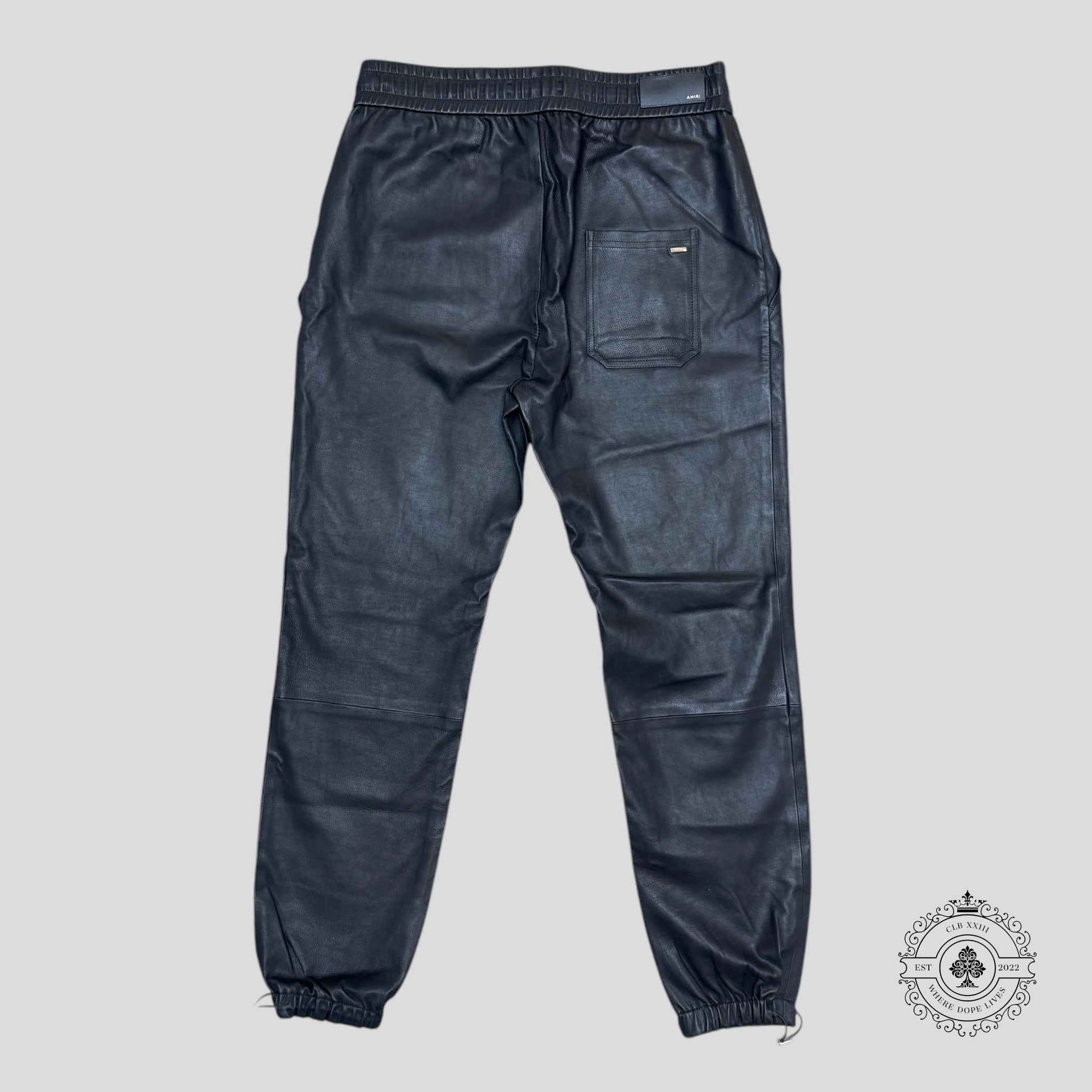 Amiri Leather Drawstring Pants in Black