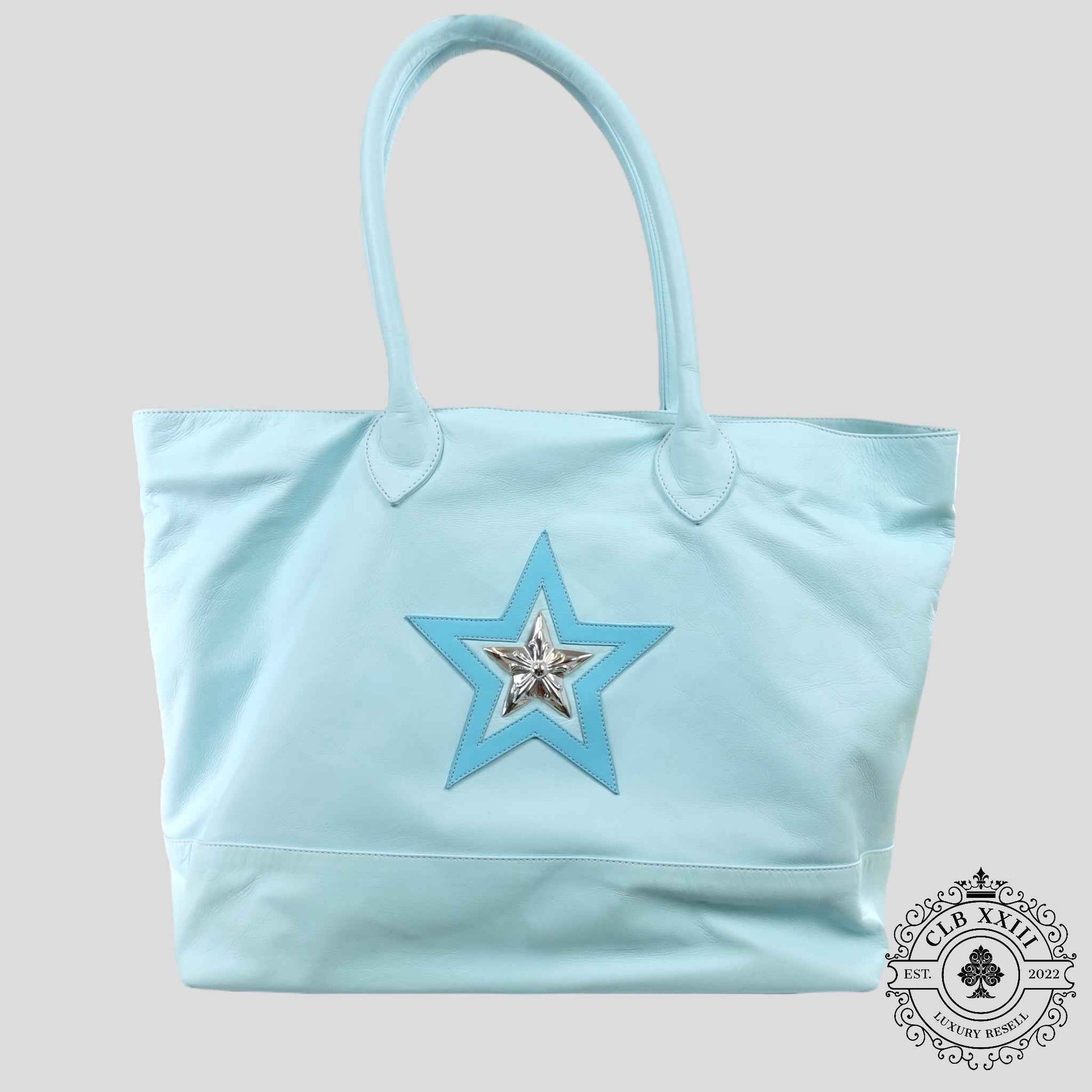Chrome Hearts Star Patch Leather Tote Bag in Blue