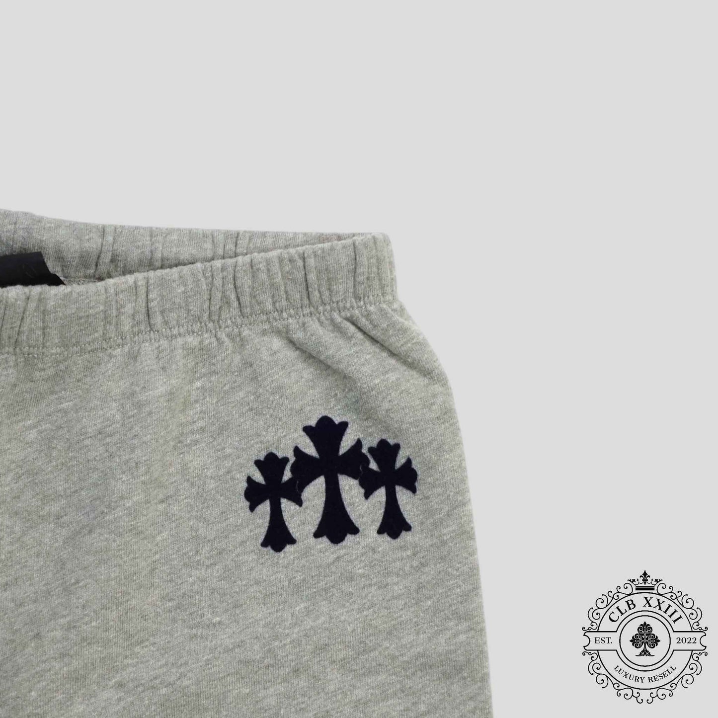 Chrome Hearts Women's Triple Cross CH Flocked Sweatpants in Grey