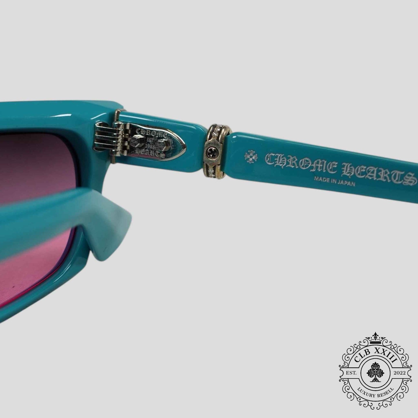 Chrome Hearts Cliterally Diamond Embellished Glasses in Blue/Silver