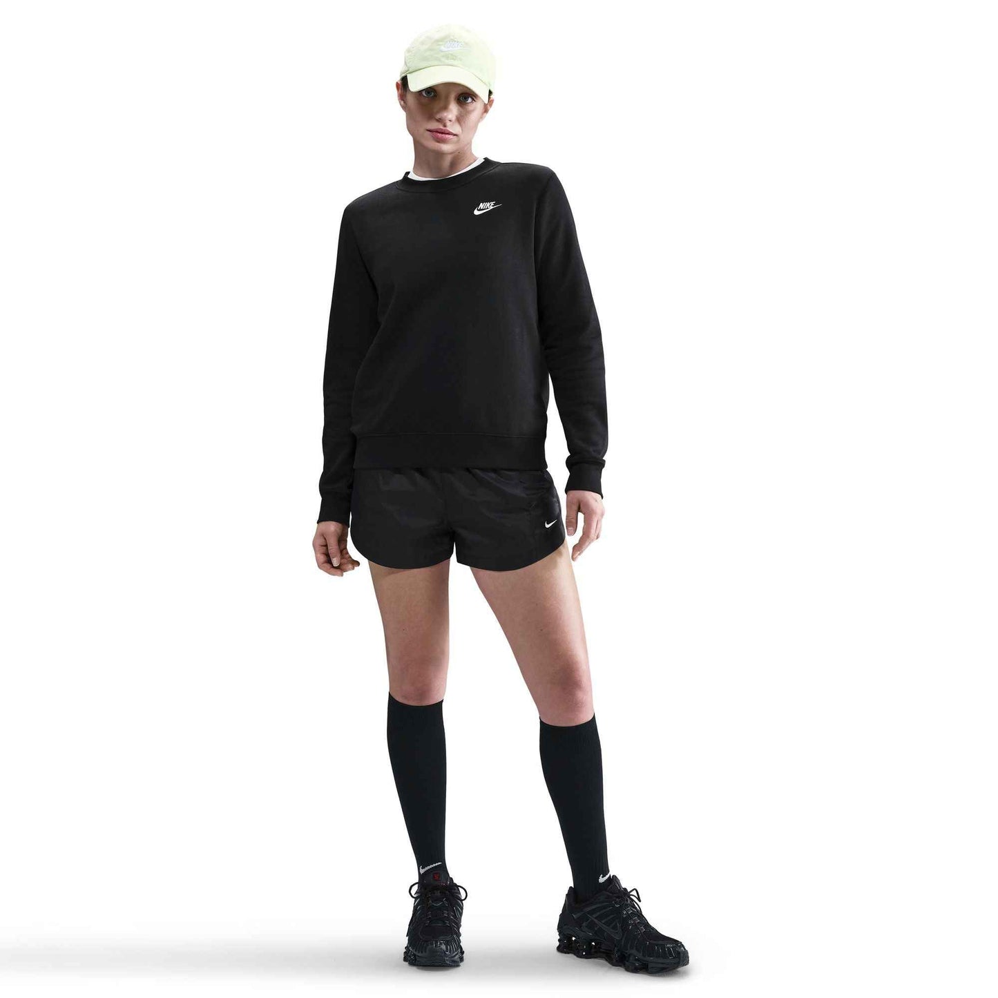 Nike Womens Club Fleece Crewneck - Black/White
