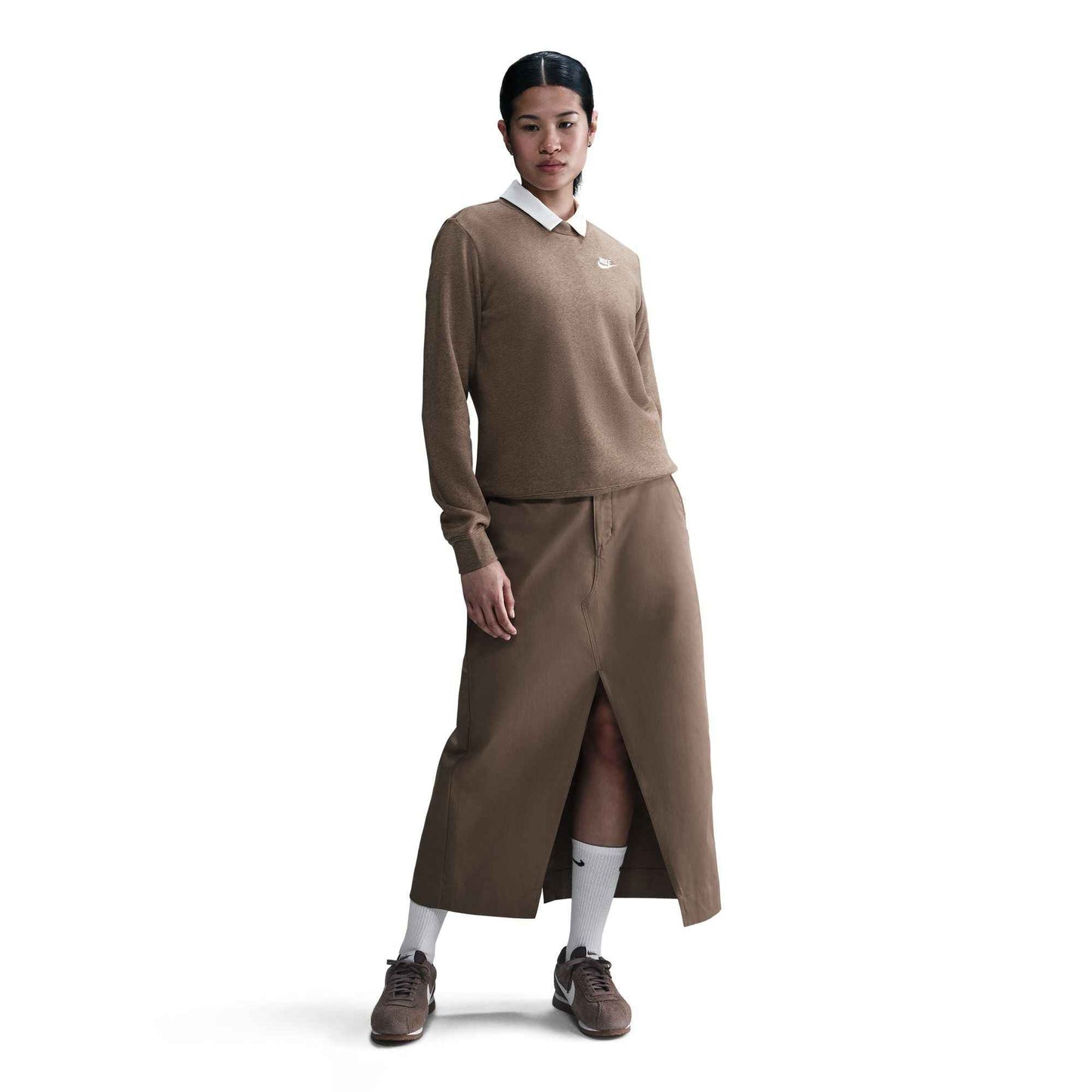 Nike Women's Sportswear Club Fleece Crewneck - Mink Brown