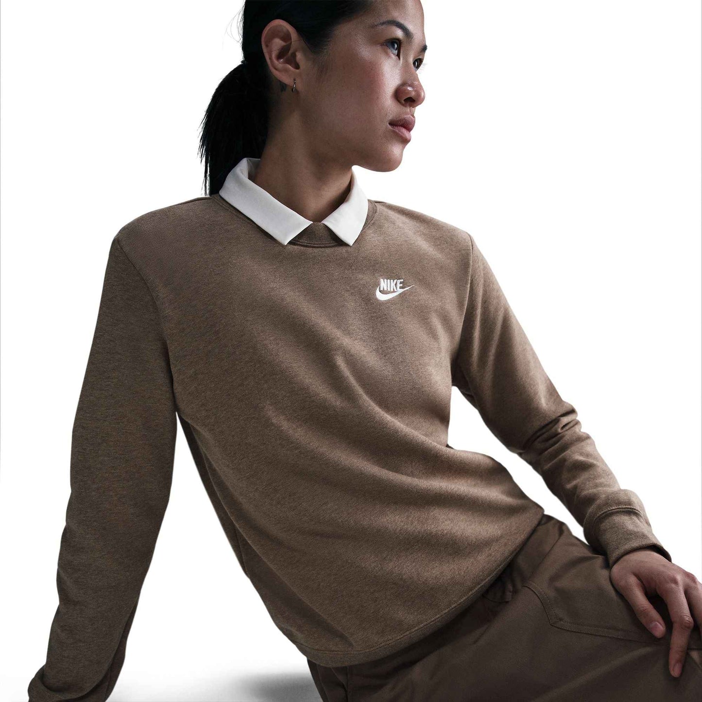 Nike Women's Sportswear Club Fleece Crewneck - Mink Brown