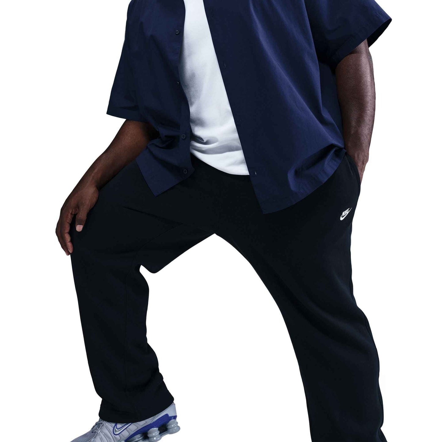 Nike Mens Club Open-Hem Sweatpants - Black