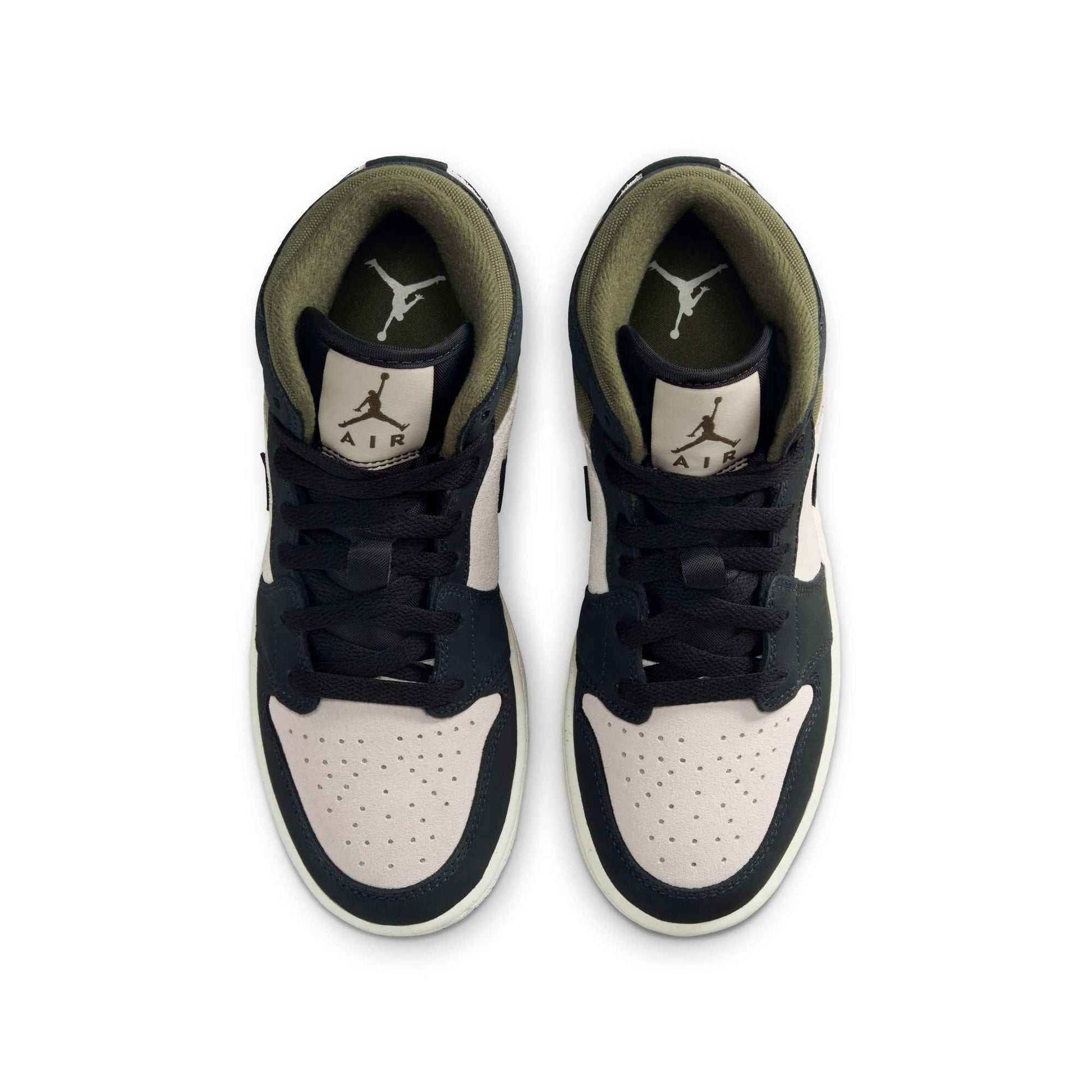 Air Jordan Big Kids 1 Mid- Light Orewood Brown