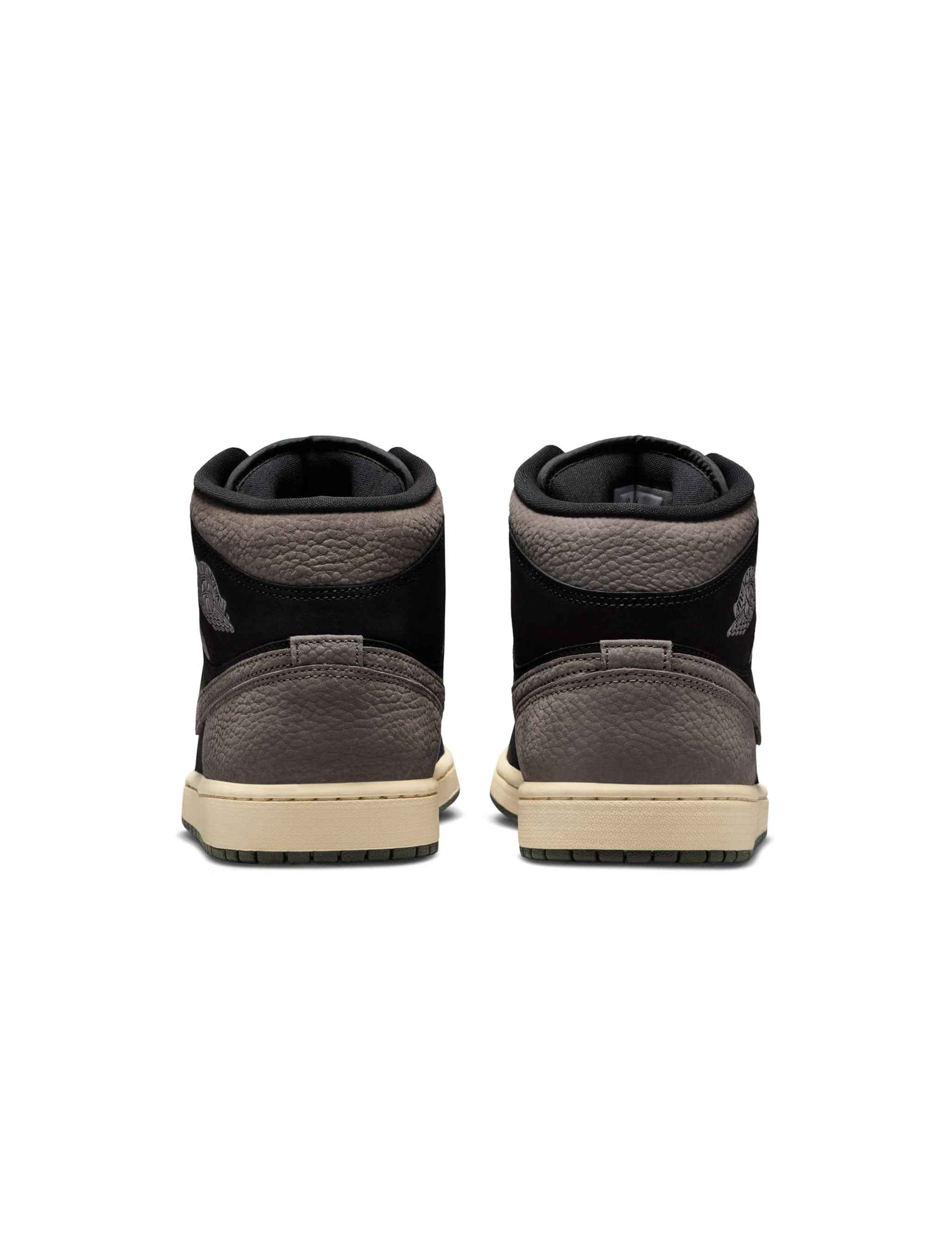 Air Jordan Mens 1 Mid SE - Black/Olive Grey