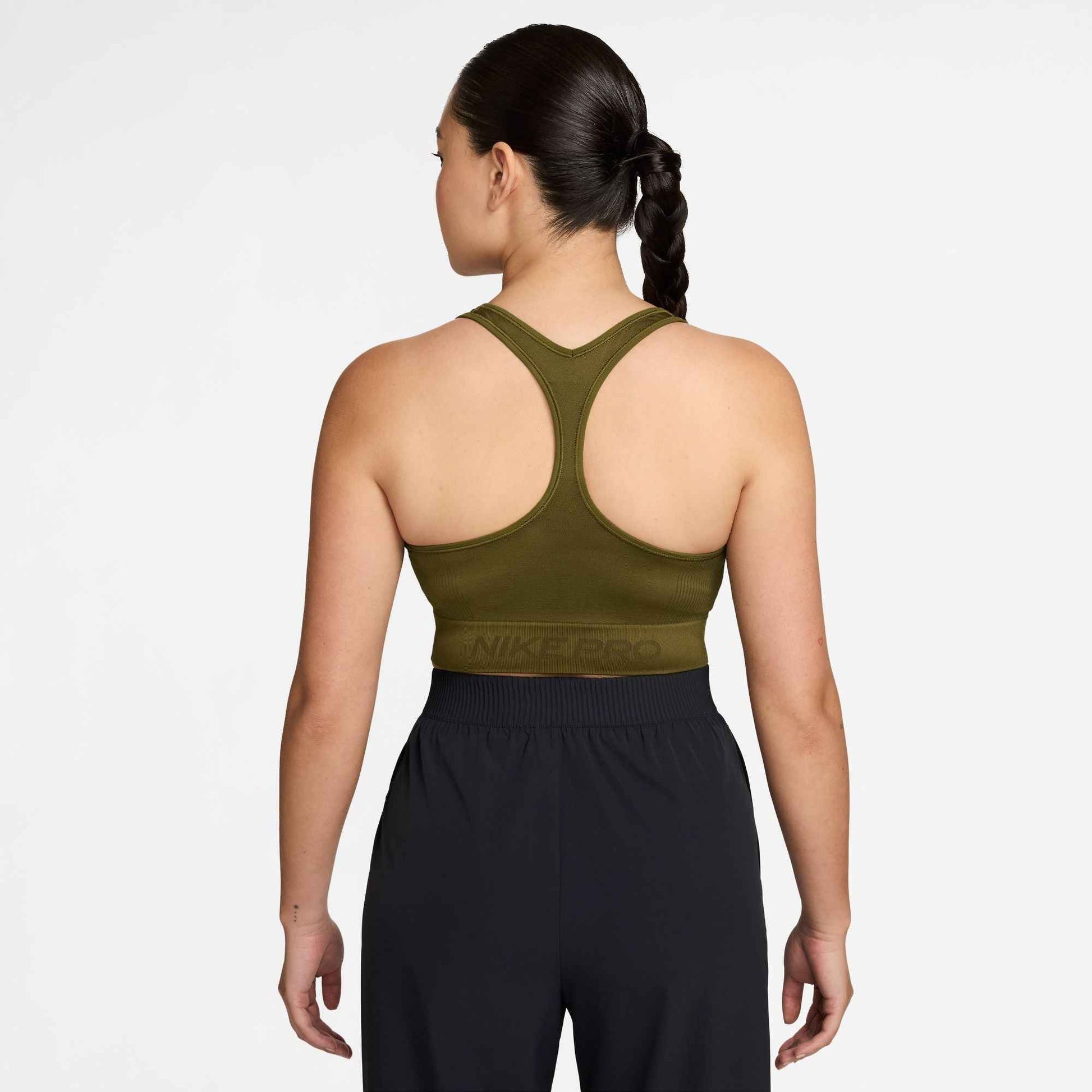 Nike Womens Pro Seamless Cropped Tank Top - Olive