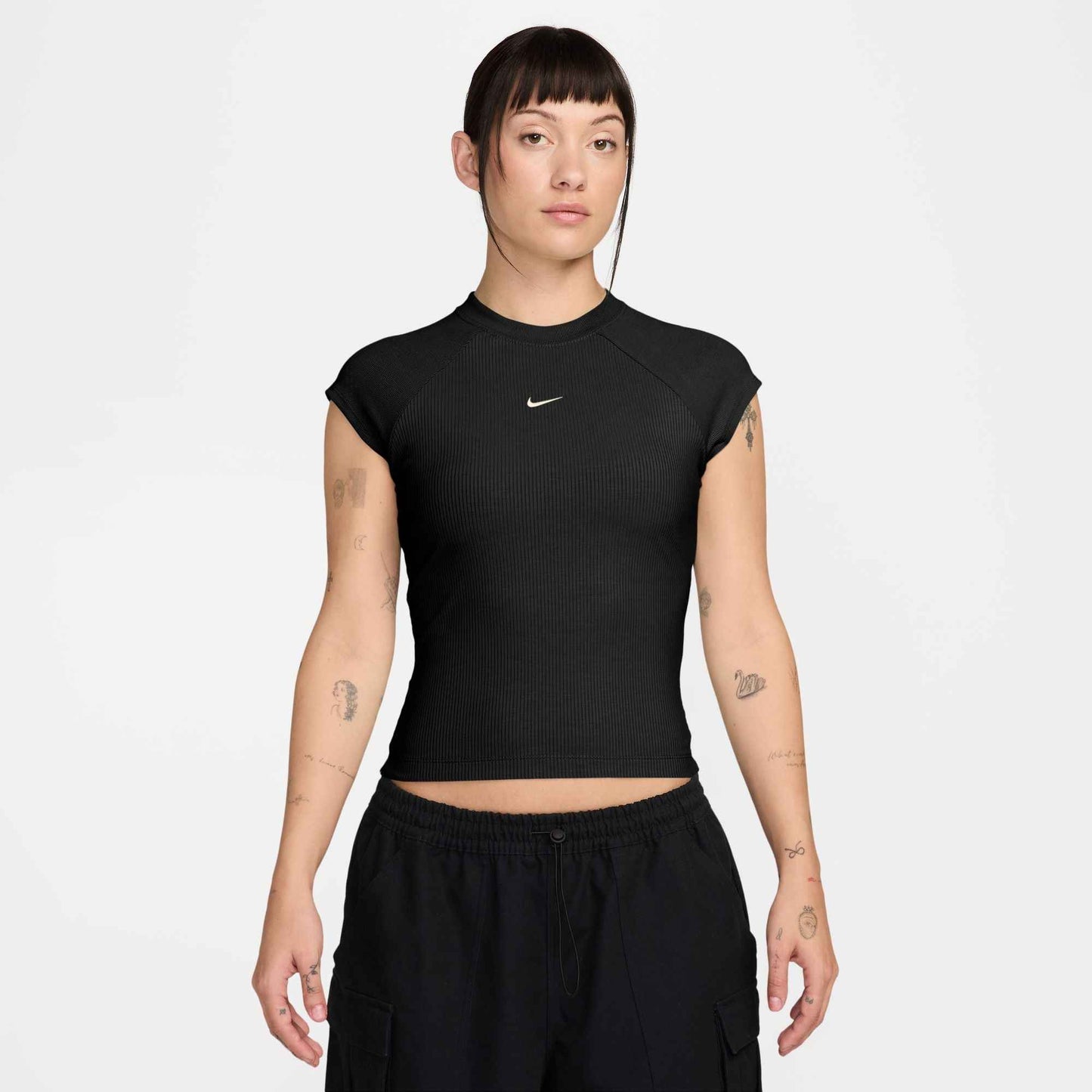 Nike Womens Sportswear Chill Knit Ribbed Top - Black