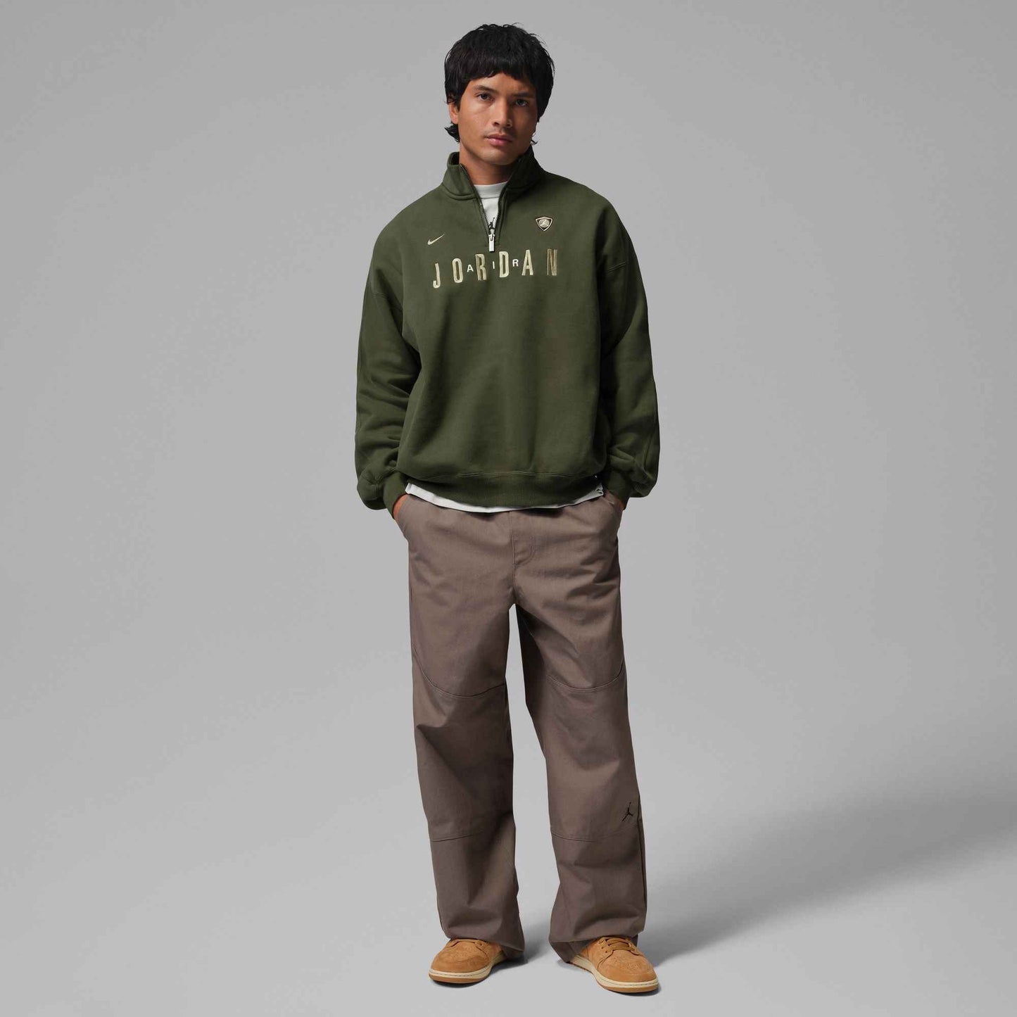 Air Jordan Mens Fleece 1/4 Zip - Cargo Khaki