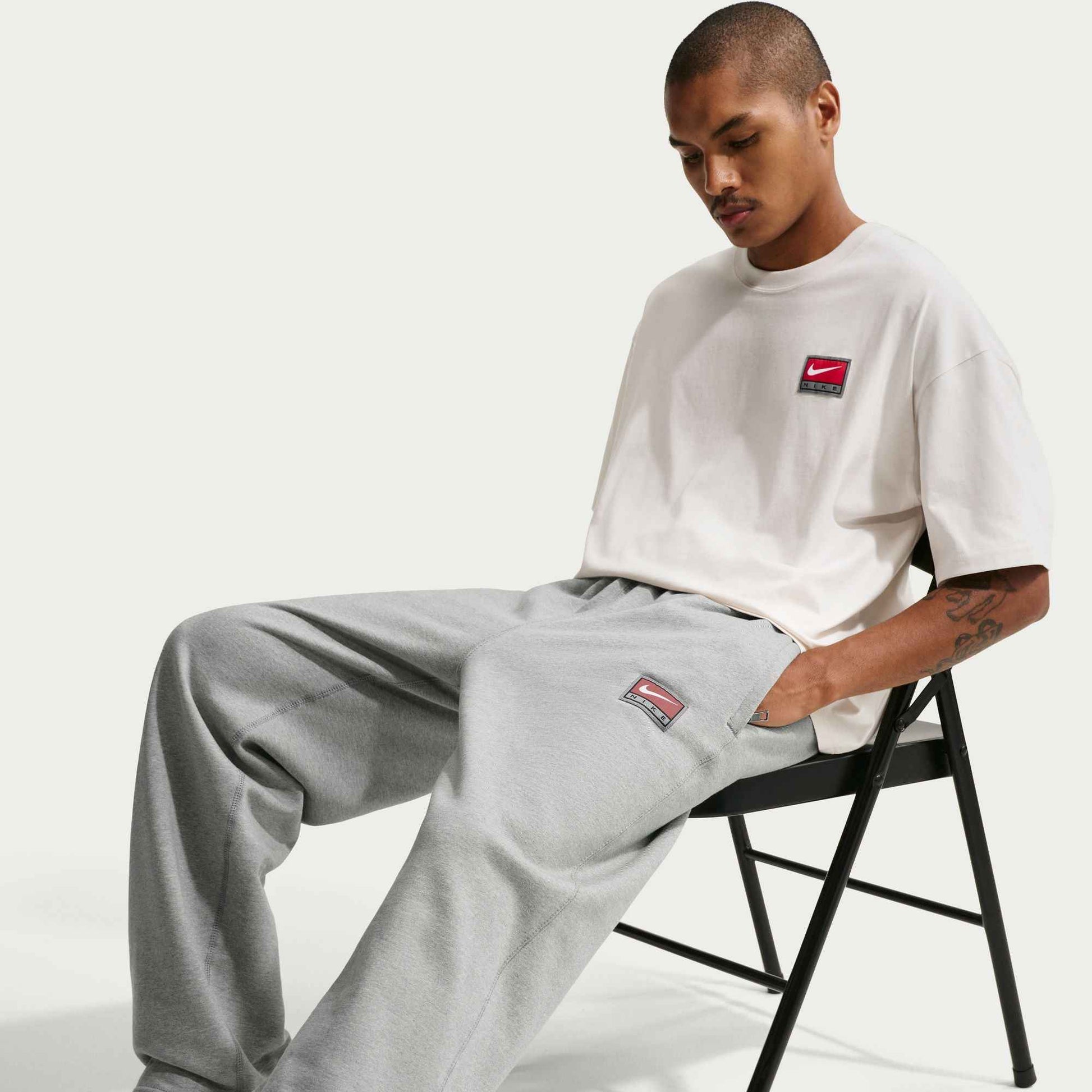 Nike Mens Solo Swoosh Joggers - Grey/White