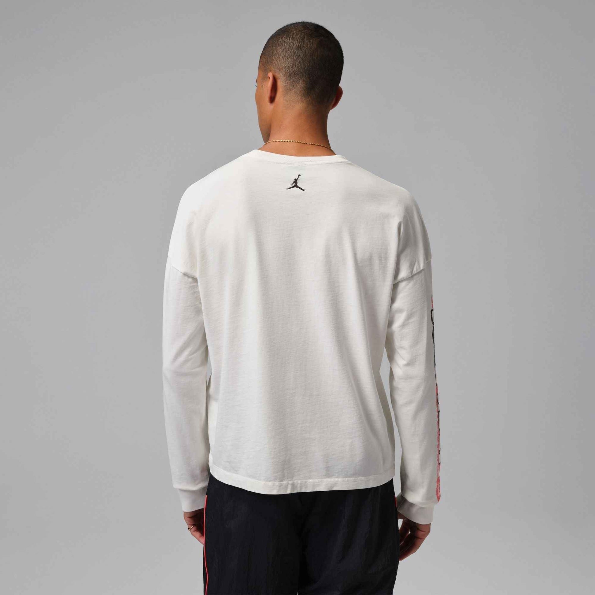 Air Jordan Mens Black Cat Long Sleeve - Cream