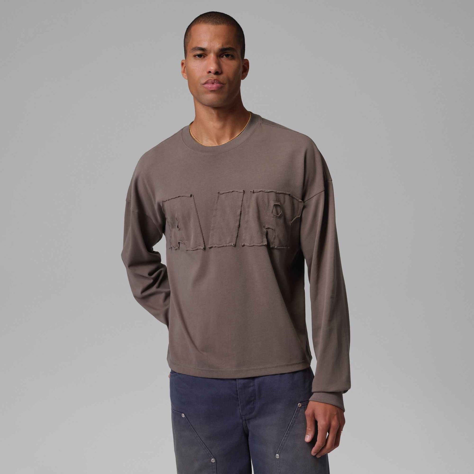 Air Jordan Mens Air Long Sleeve - Cave Stone
