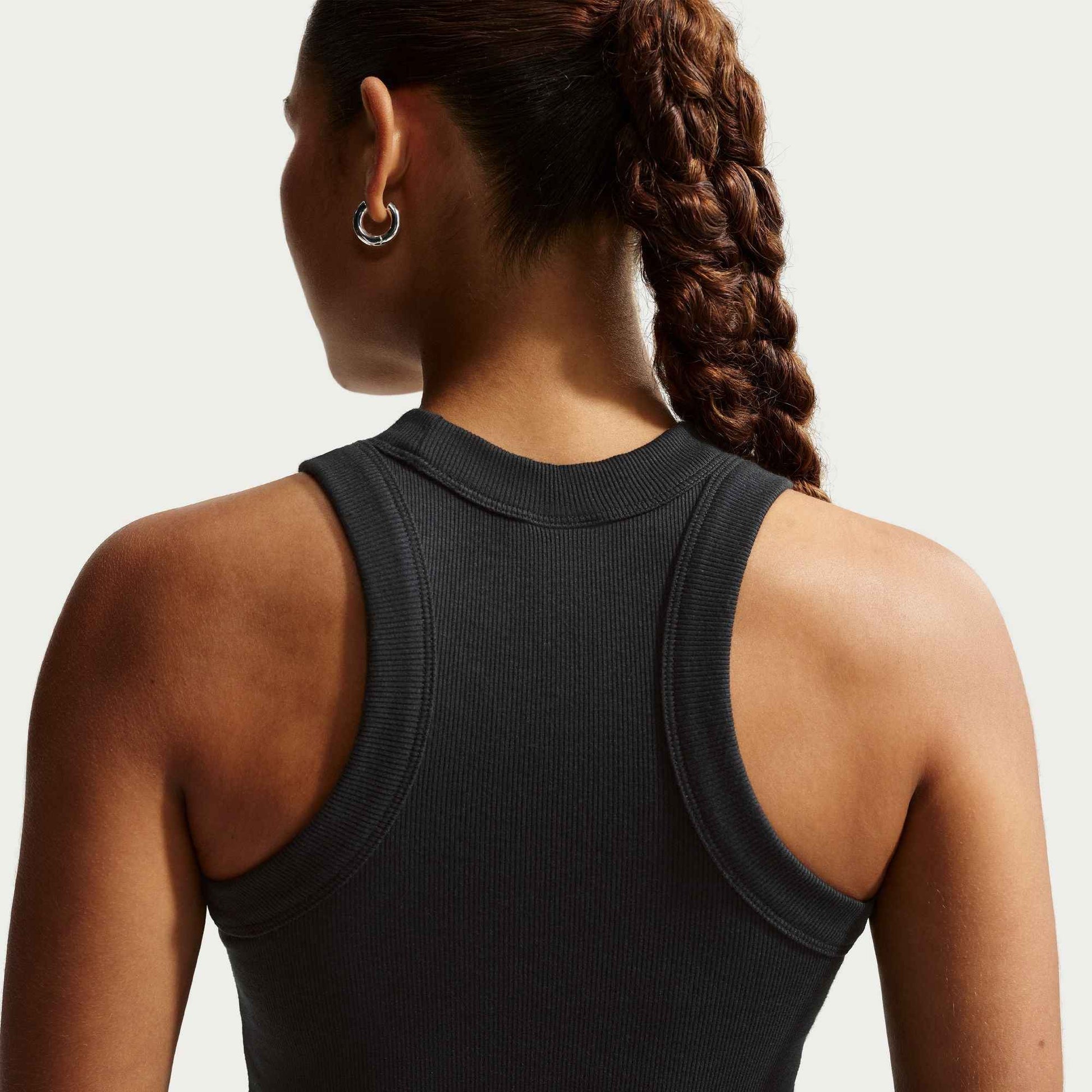 Nike Womens Chill Knit Tight Ribbed Tank Dress - Black