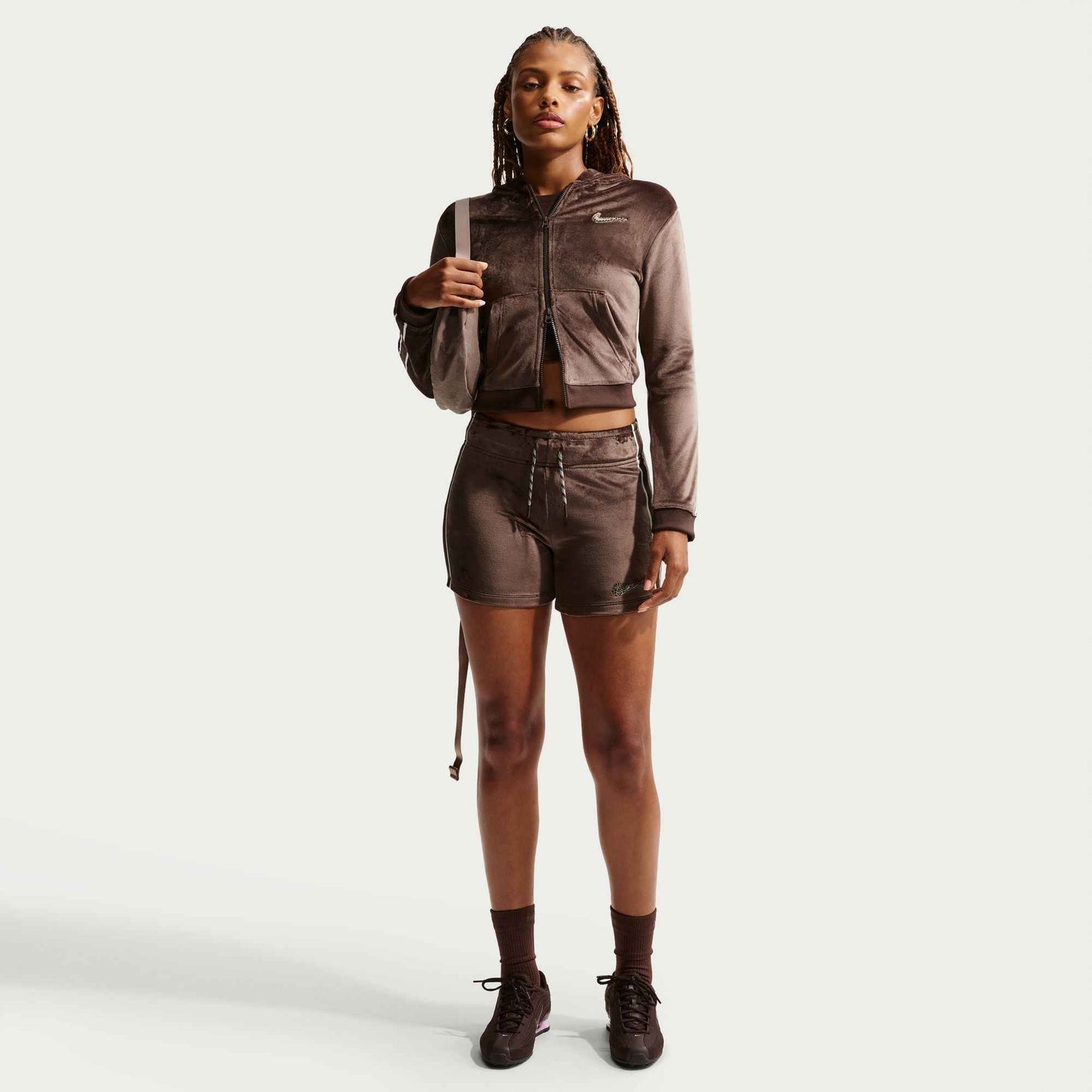 Nike Womens Full Zip Long Sleeve - Baraque Brown