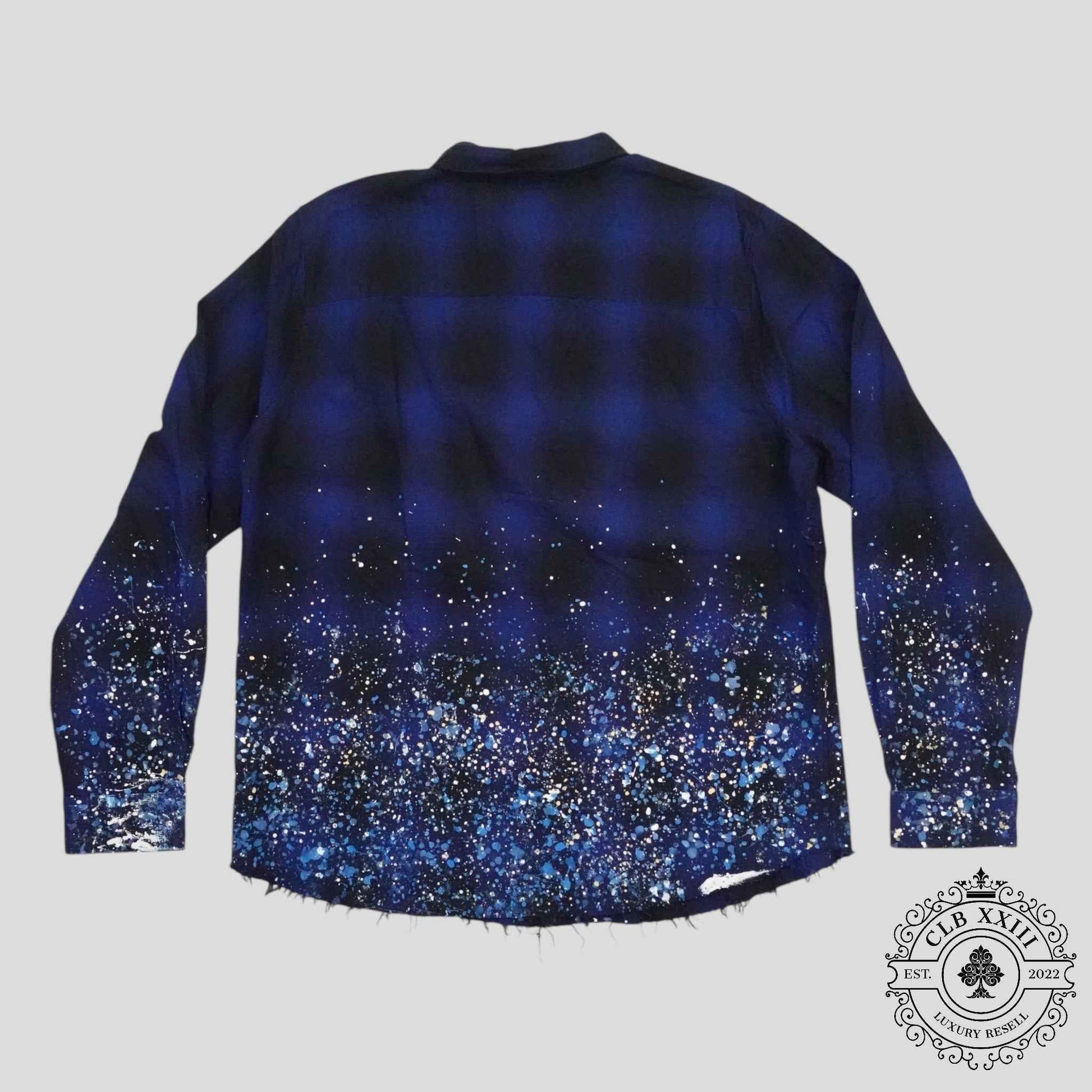 Amiri Crystal Painter Plaid Button Up in Blue