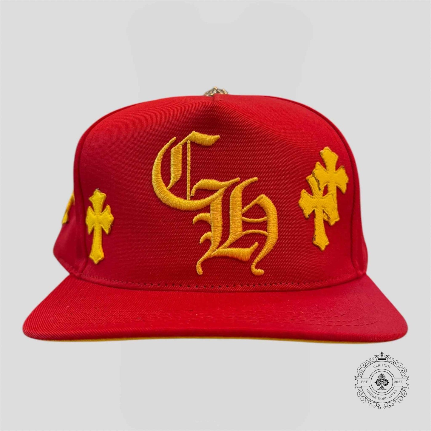 Chrome Hearts Cross Patch Hat in Red / Yellow