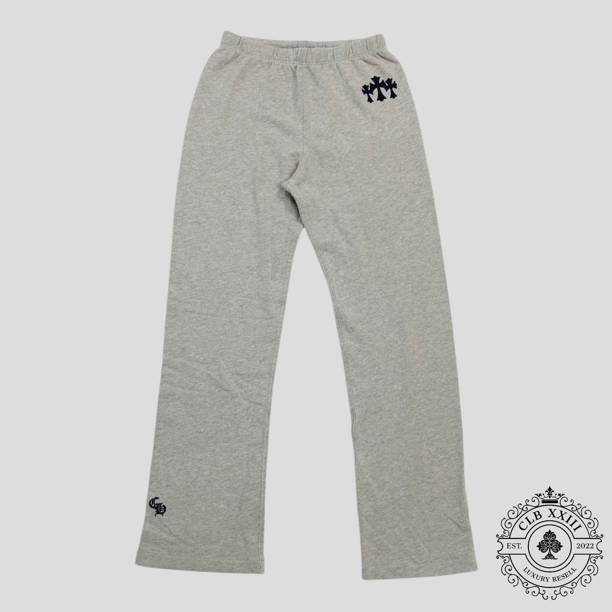 Chrome Hearts Women's Triple Cross CH Flocked Sweatpants in Grey