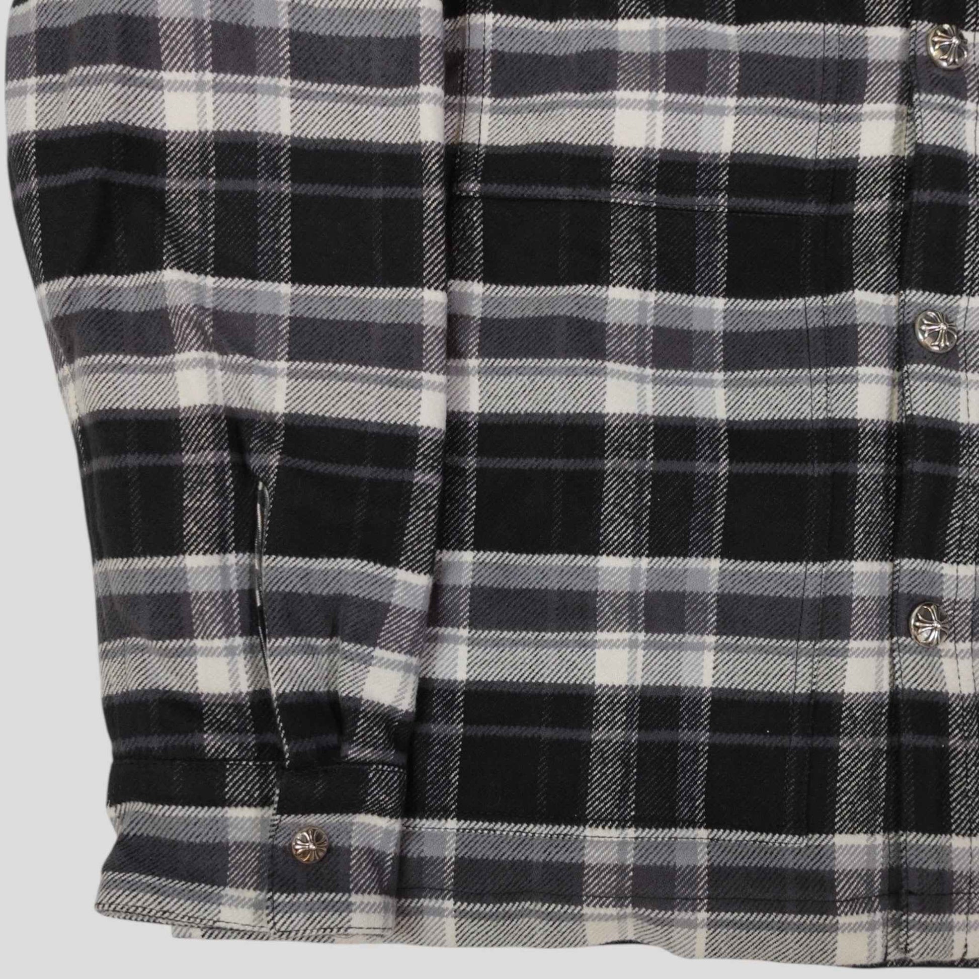 Chrome Hearts Padded Flannel Shirt in Black/White