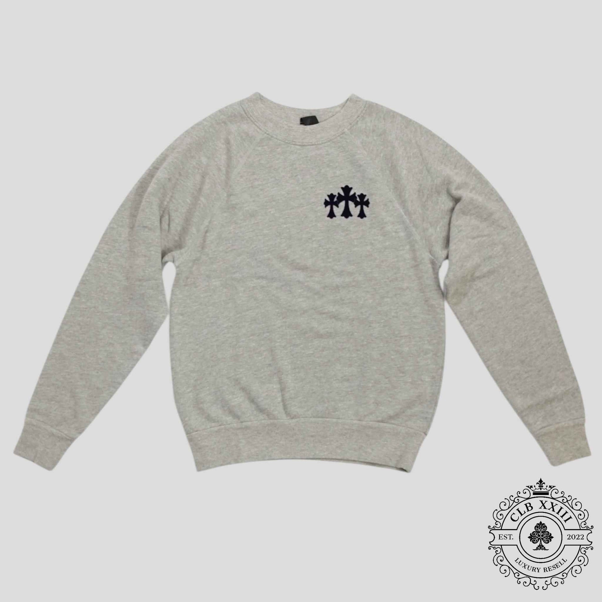 Chrome Hearts Women's Triple Cross CH Flocked Crewneck in Grey