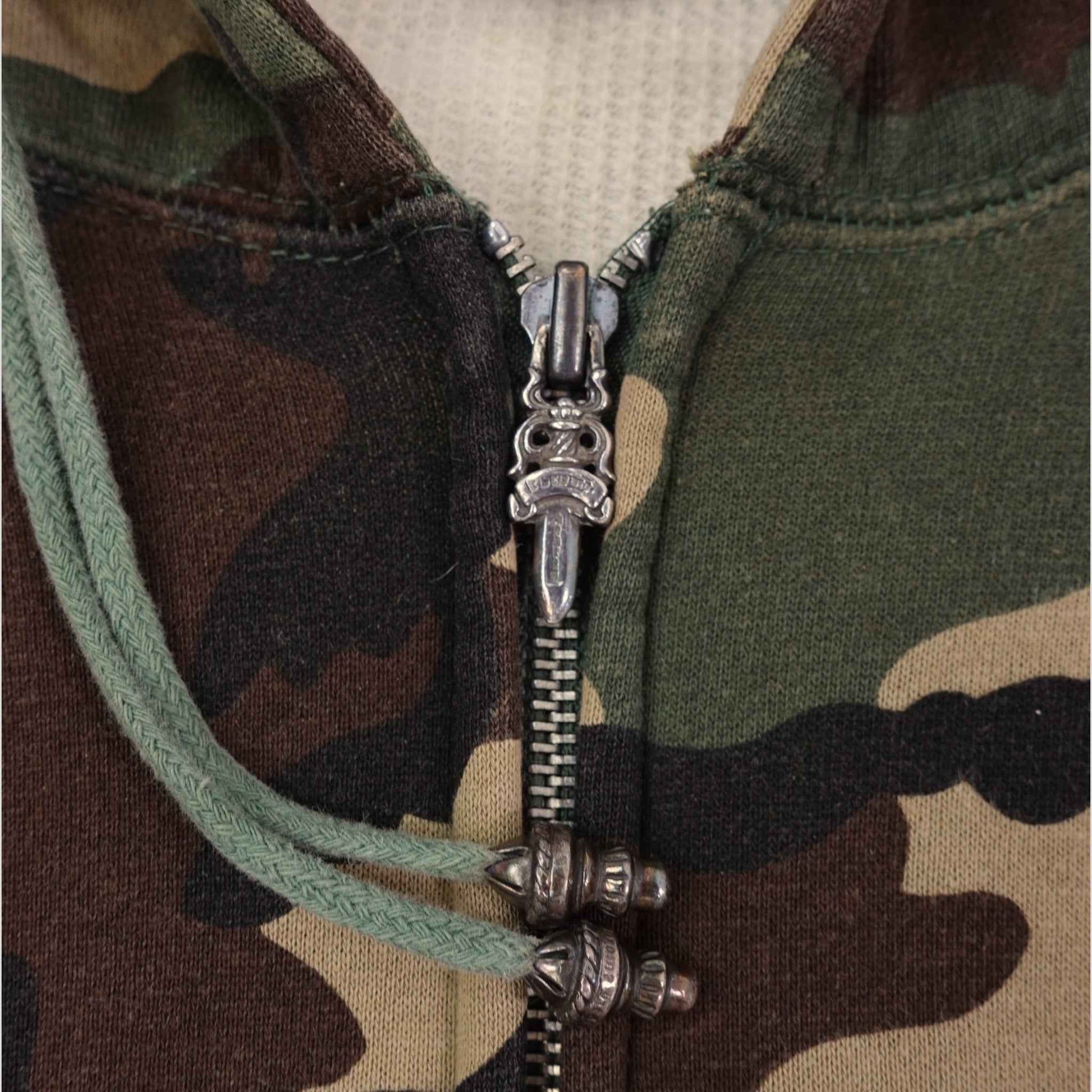 Chrome Hearts Vintage Cross Patch Thermal Zip Up Hoodie