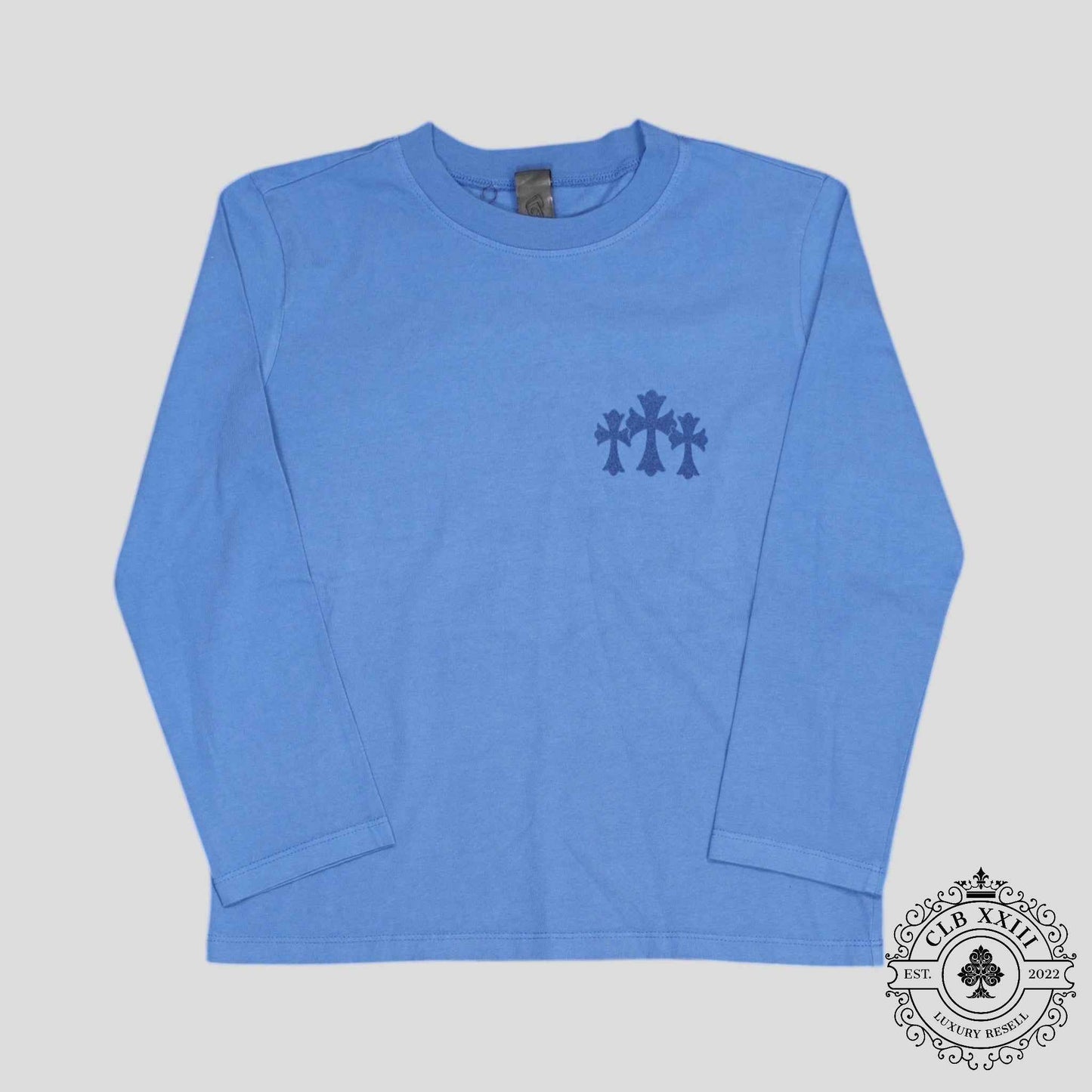Chrome Hearts Women's Triple Cross Flocked Long Sleeve in Blue