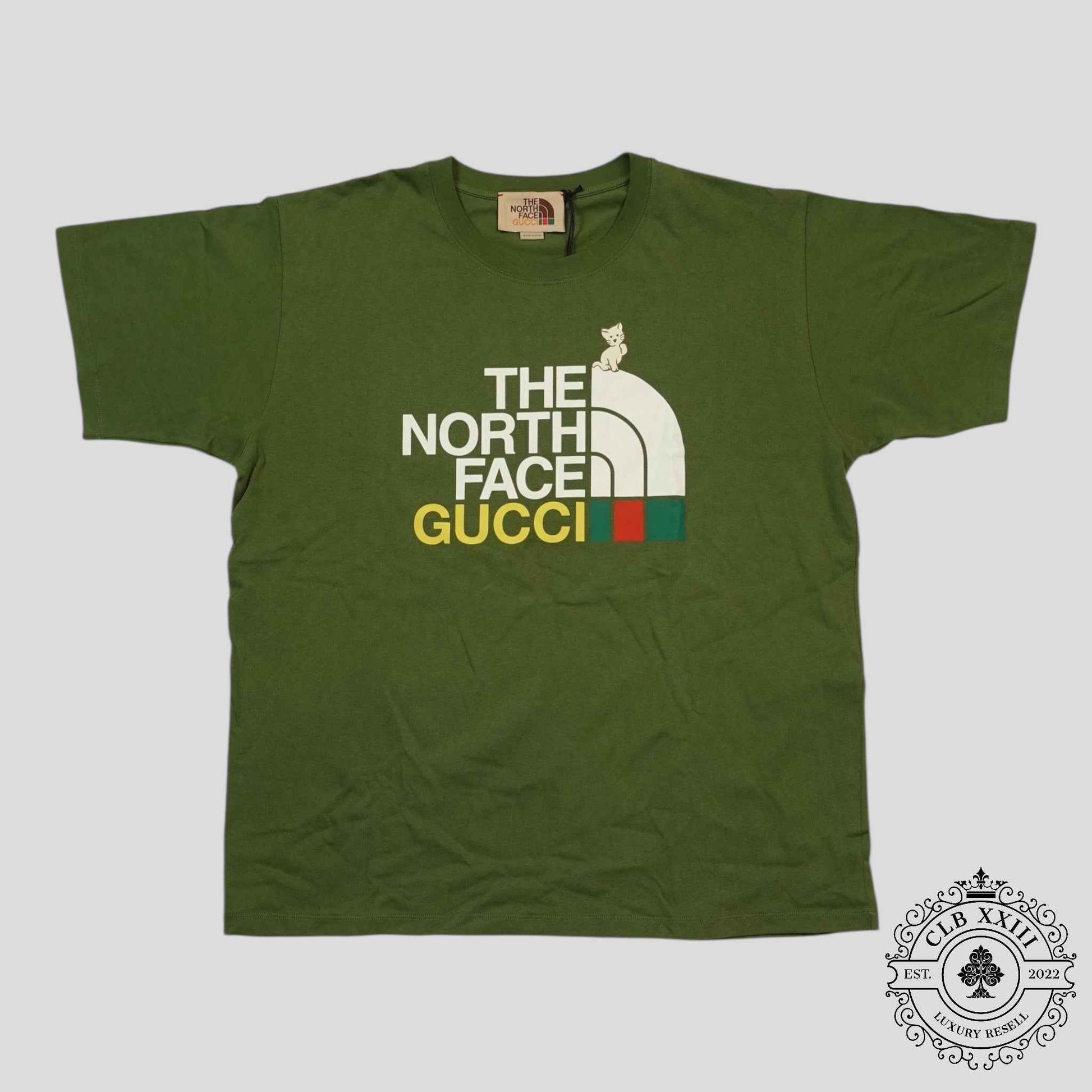 Gucci X The North Face Cat Print Tee in Green