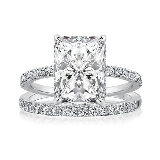 Rodiffy Moissanite 3.5 Ct Radiant Cut White Gold Wedding Ring For Women