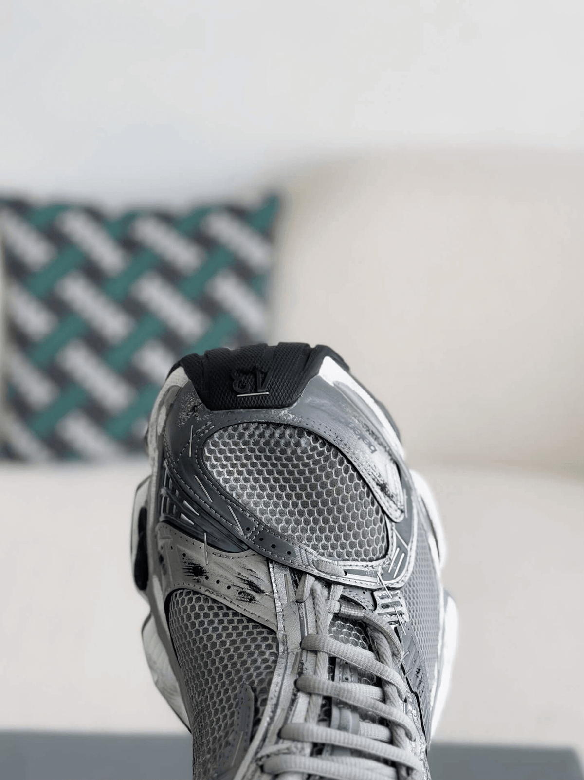 Balenciaga Men's Stapler Sneaker in Grey/ Silver/ Black/ White CUSTOM