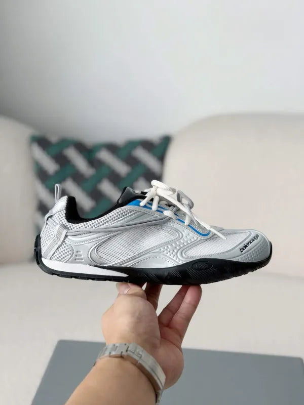 Balenciaga Radar Gradient Lines Sneakers – White, Silver, Black & Blue