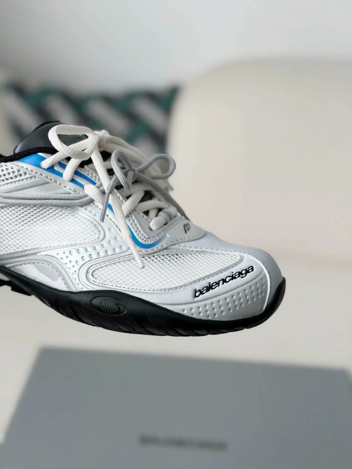 Balenciaga Radar Gradient Lines Sneakers – White, Silver, Black & Blue
