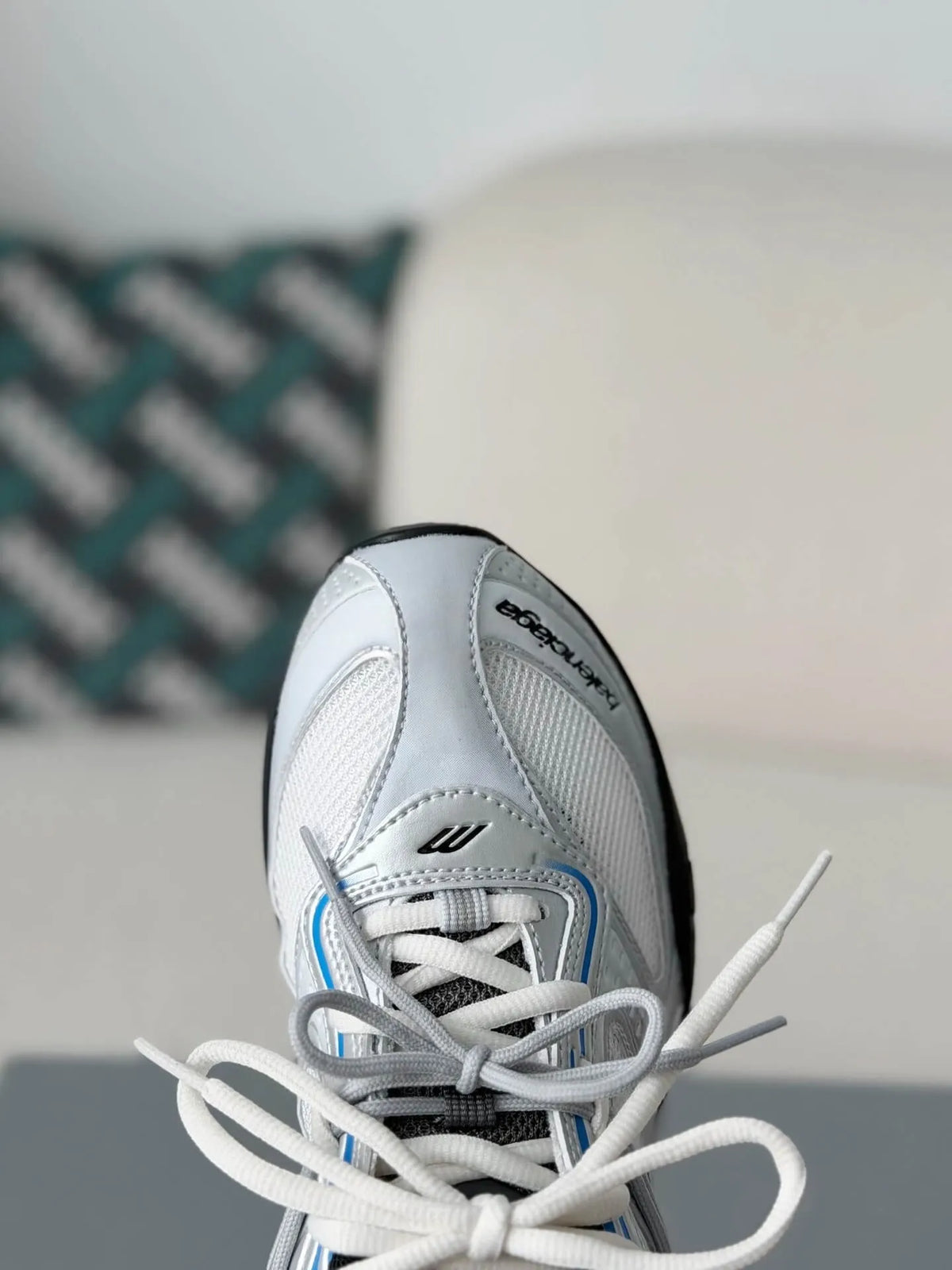 Balenciaga Radar Gradient Lines Sneakers – White, Silver, Black & Blue
