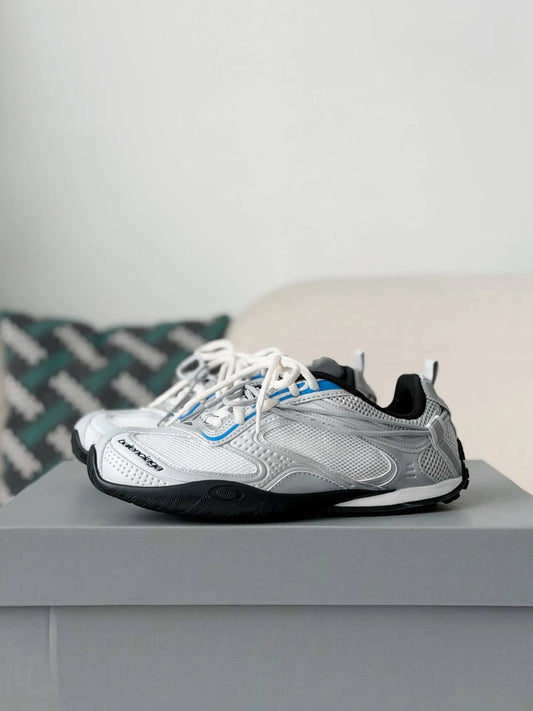 Balenciaga Radar Gradient Lines Sneakers – White, Silver, Black & Blue