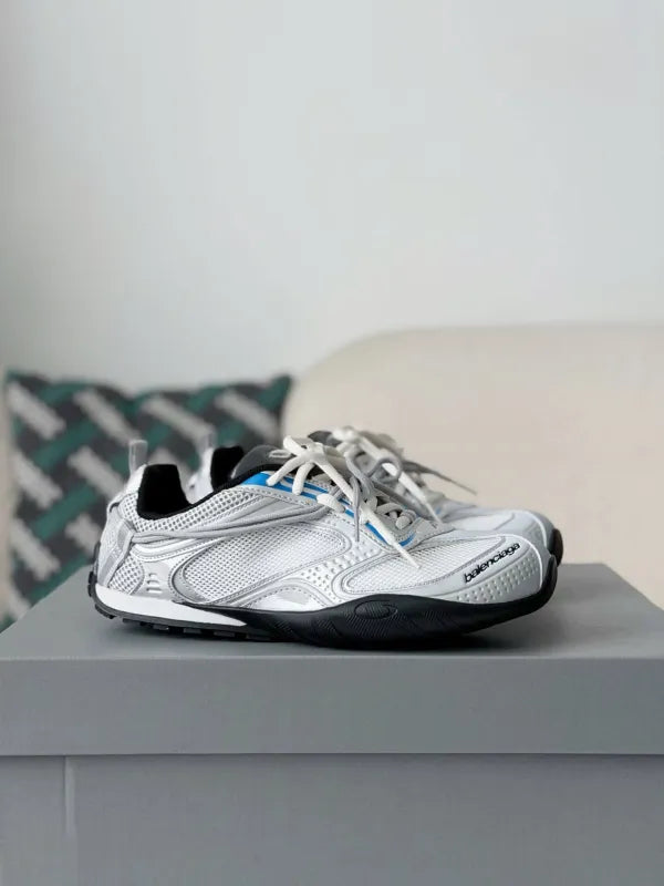 Balenciaga Radar Gradient Lines Sneakers – White, Silver, Black & Blue