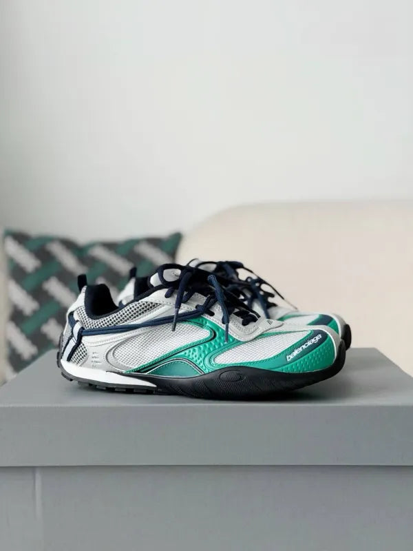 Balenciaga Radar Sneaker in Light Grey, Green, and Black