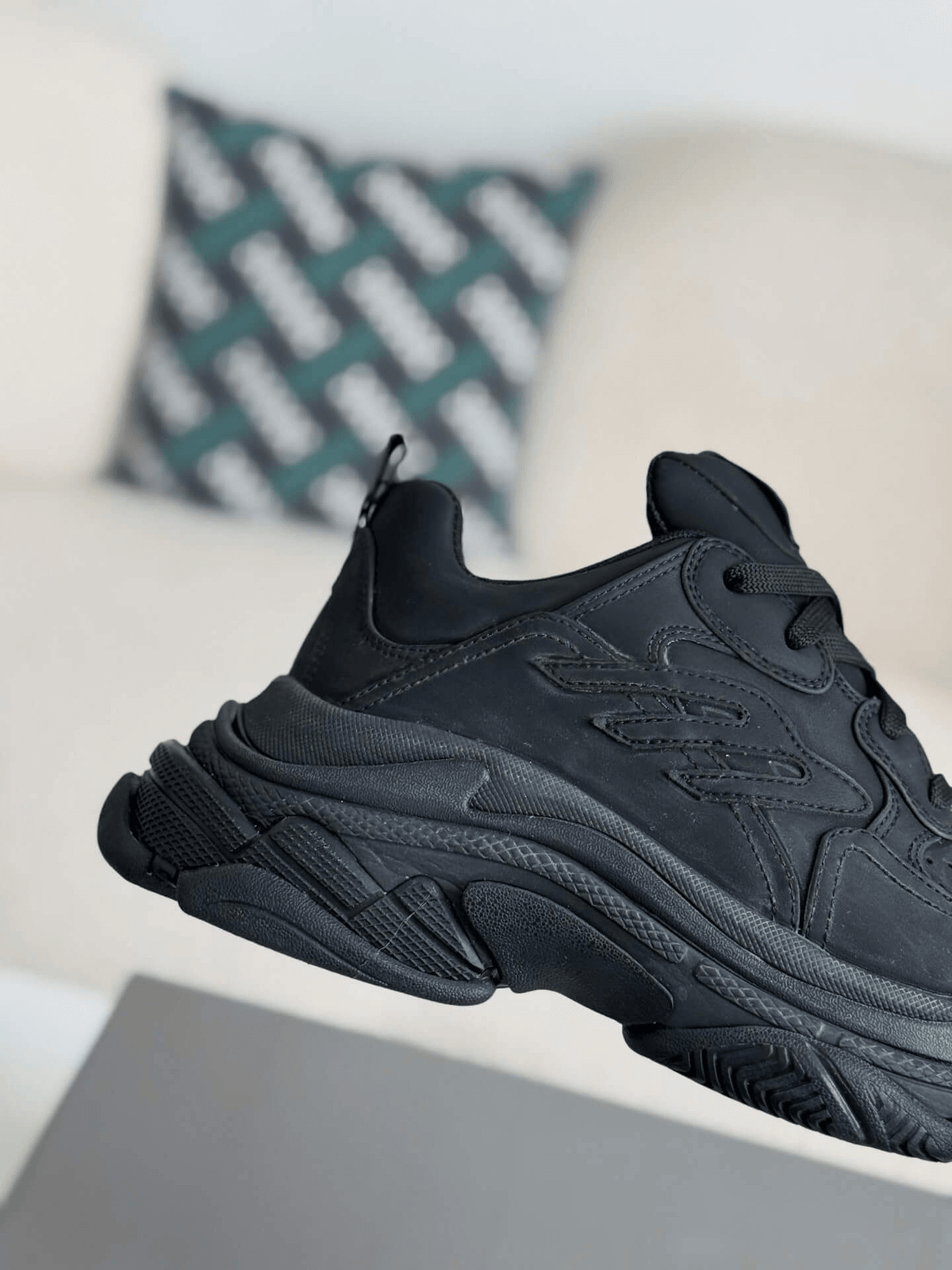Balenciaga Triple S Sneaker – Full Black Nubuck & Mesh CUSTOM