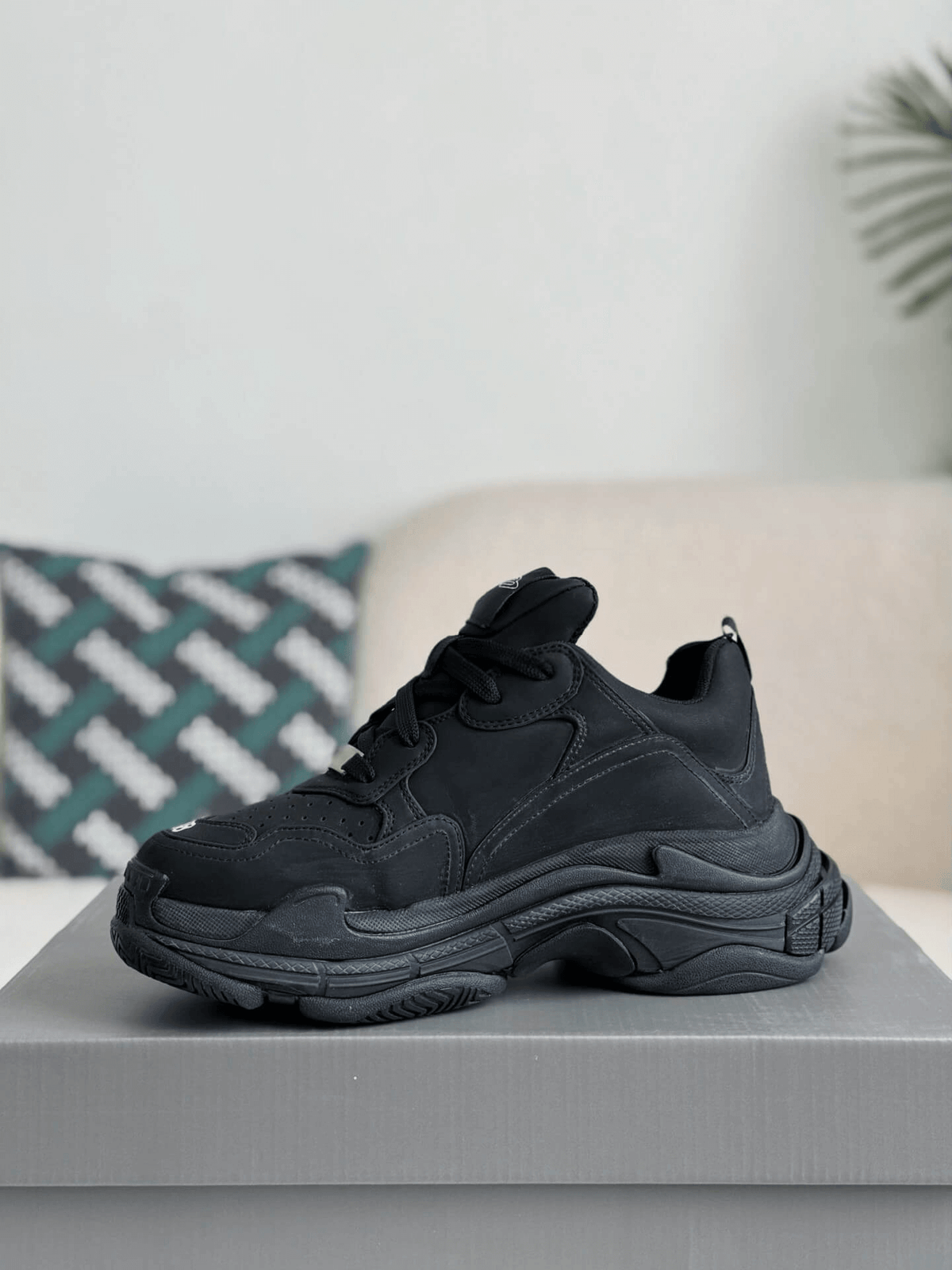 Balenciaga Triple S Sneaker – Full Black Nubuck & Mesh CUSTOM