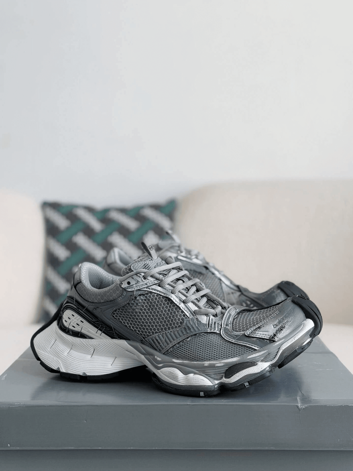 Balenciaga 10XL Sneaker – Grey, Black & White Distressed CUSTOM