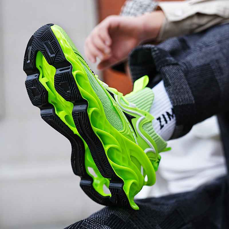 Model wearing Blaze Diablo shoes during a heavy barbell squat to show heel stability