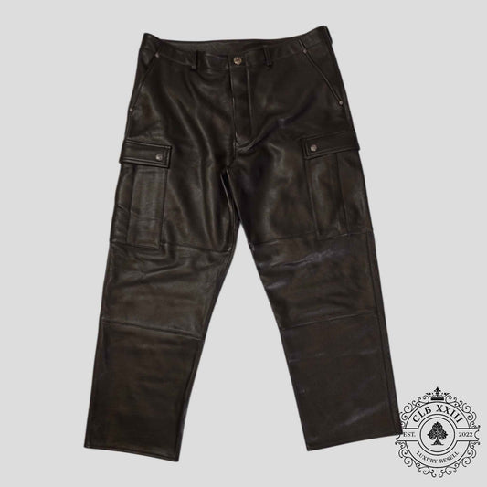 Chrome Hearts Devil Dog Leather Pants in Black
