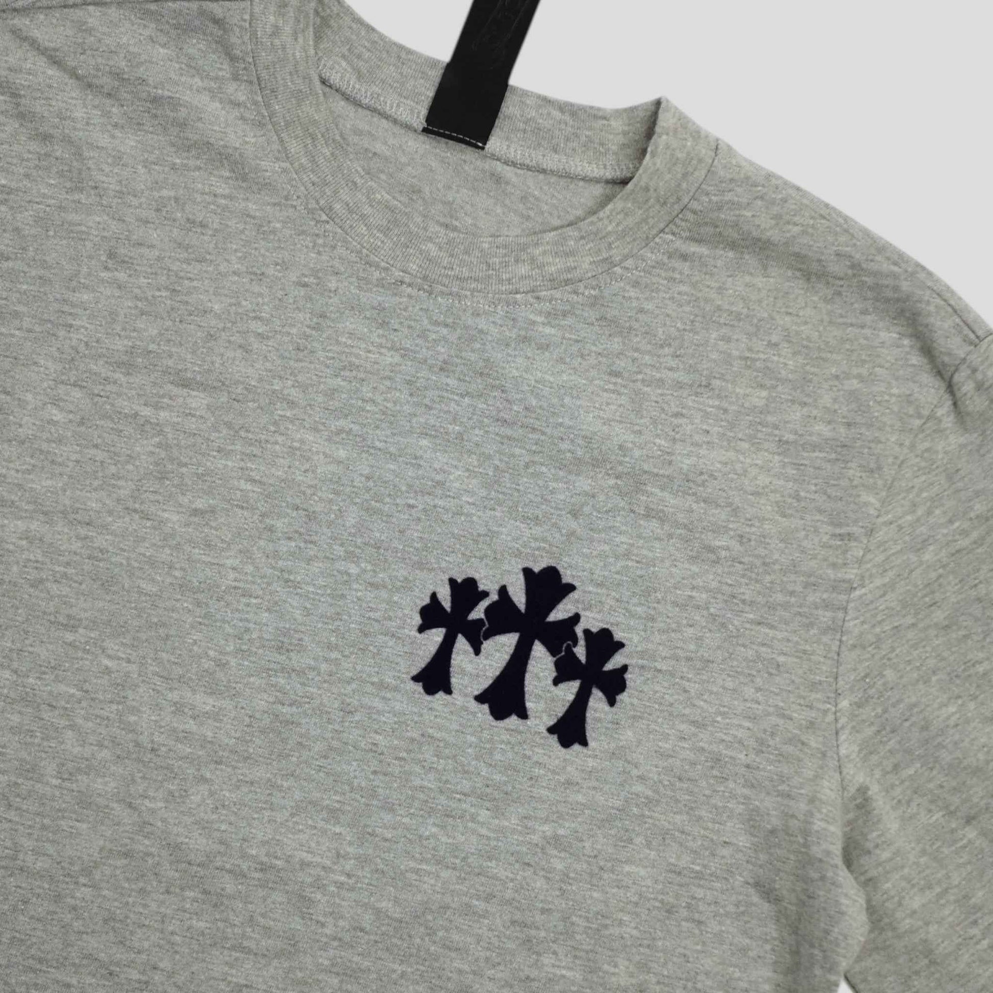 Chrome Hearts Triple Cross Flocked Long Sleeve in Grey