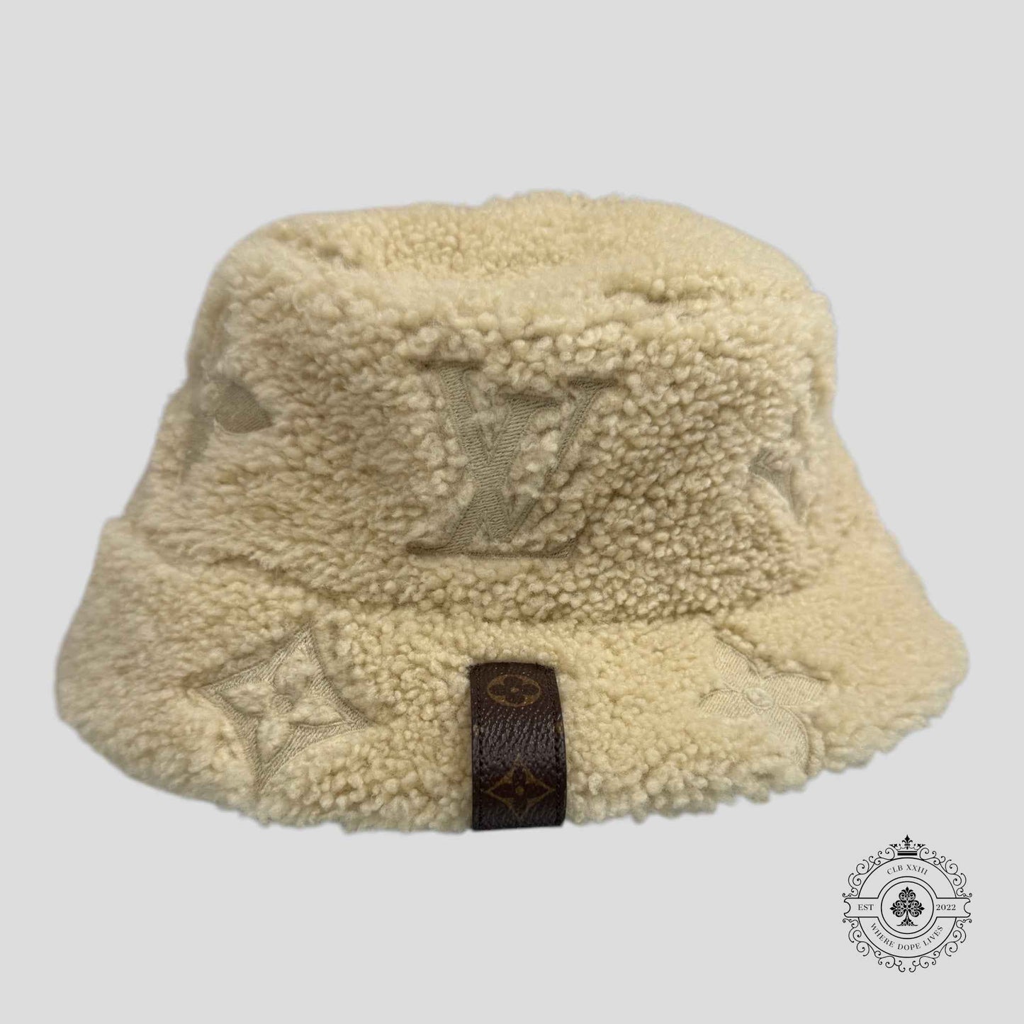 Louis Vuitton Shearling LV Curly Monogram Bucket Hat in Off White