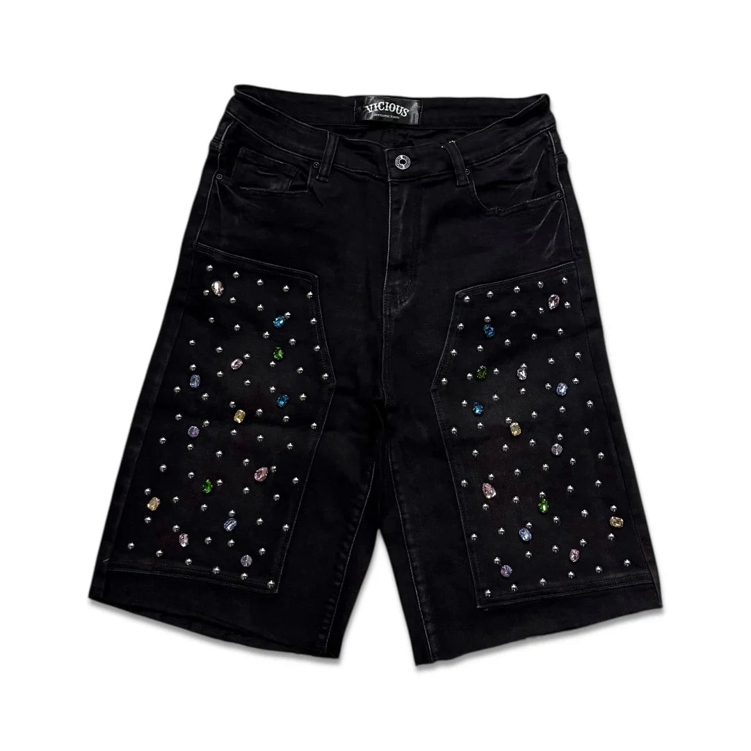 VICIOUS DENIM Shorts Graphic Patch