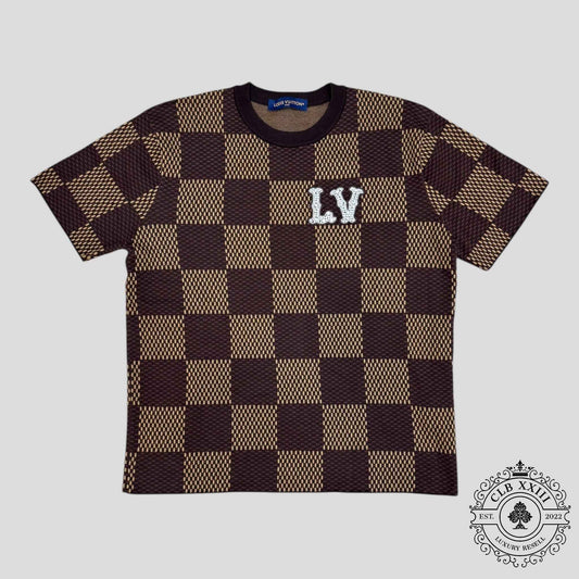 Louis Vuitton Damier Short-Sleeved Crewneck With LV Crystal Patch