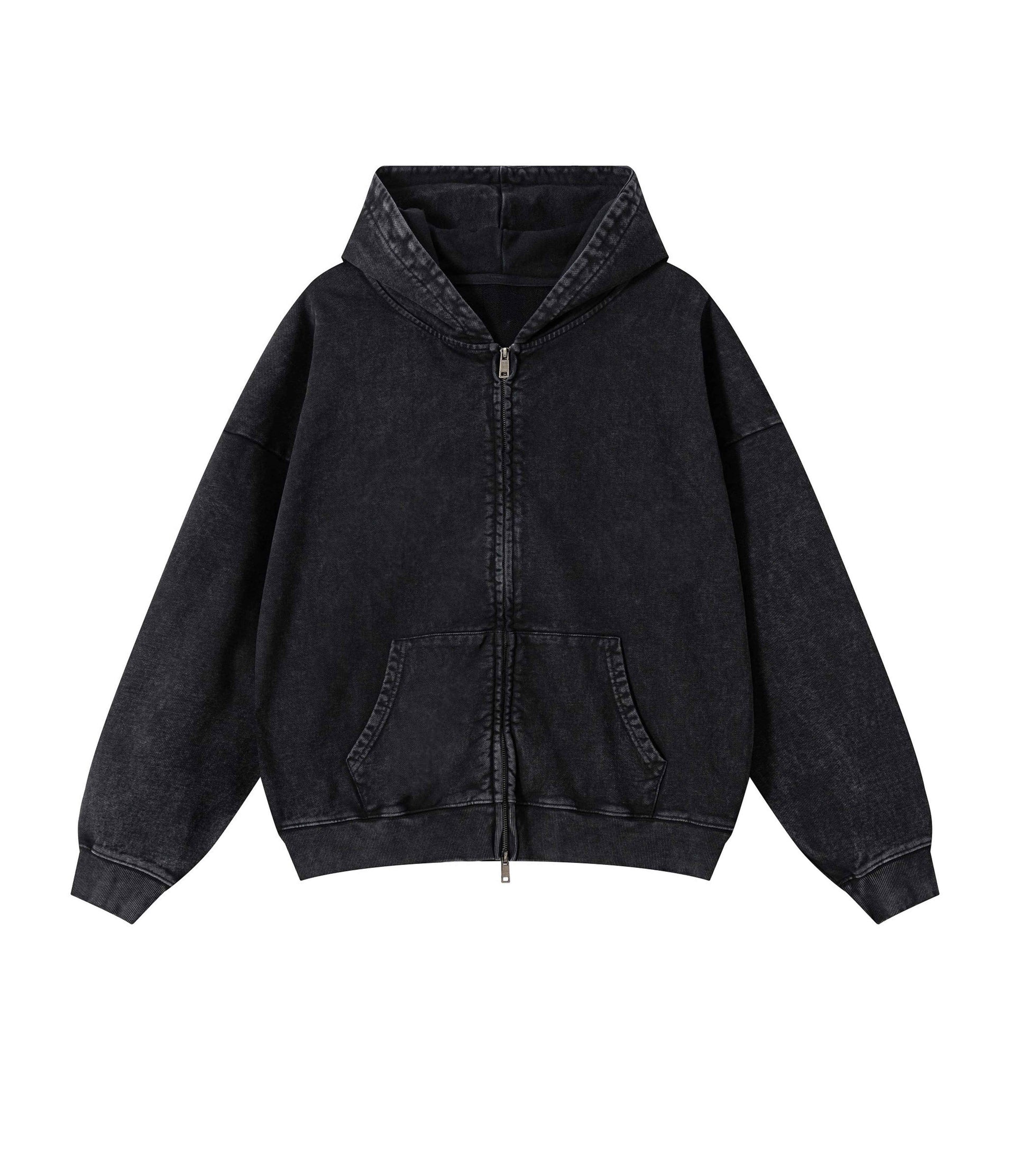 NOIR VINTAGE WASH ZIP HOODIE