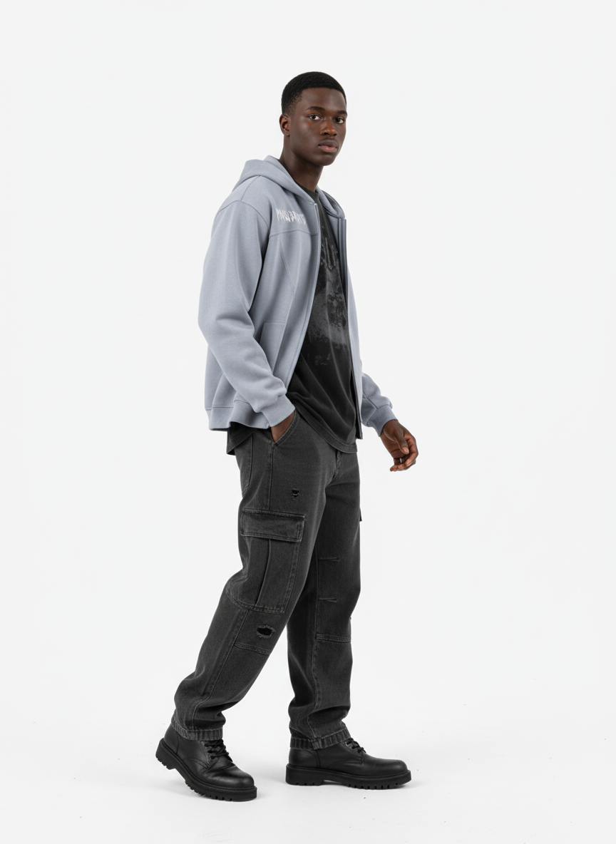 Vintage Suede Letter Embroidered Cropped Zip Up Hoodie - Luxuryurbanwear