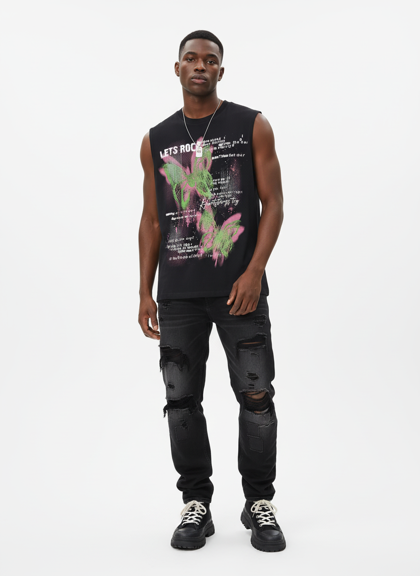 Street Butterfly Graphic Tank Top - Luxuryurbanwear