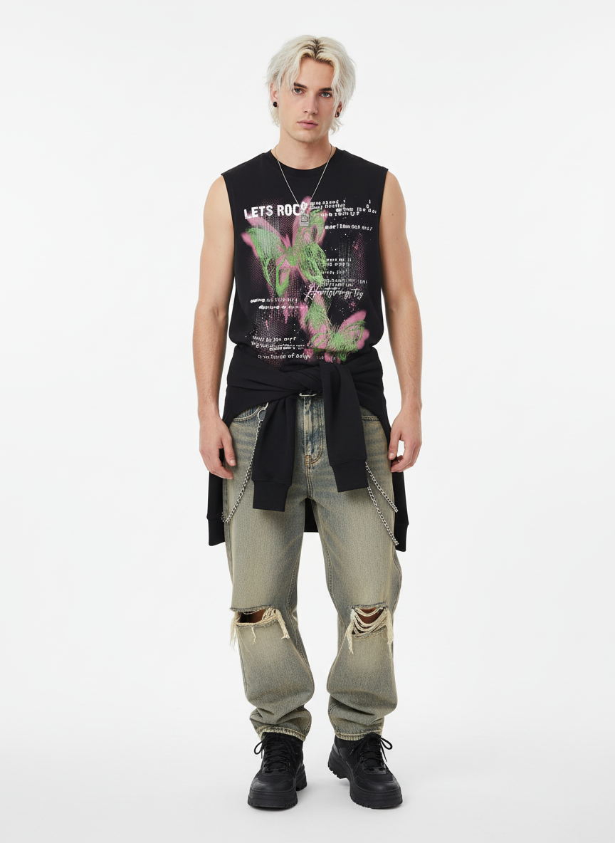 Street Butterfly Graphic Tank Top - Luxuryurbanwear